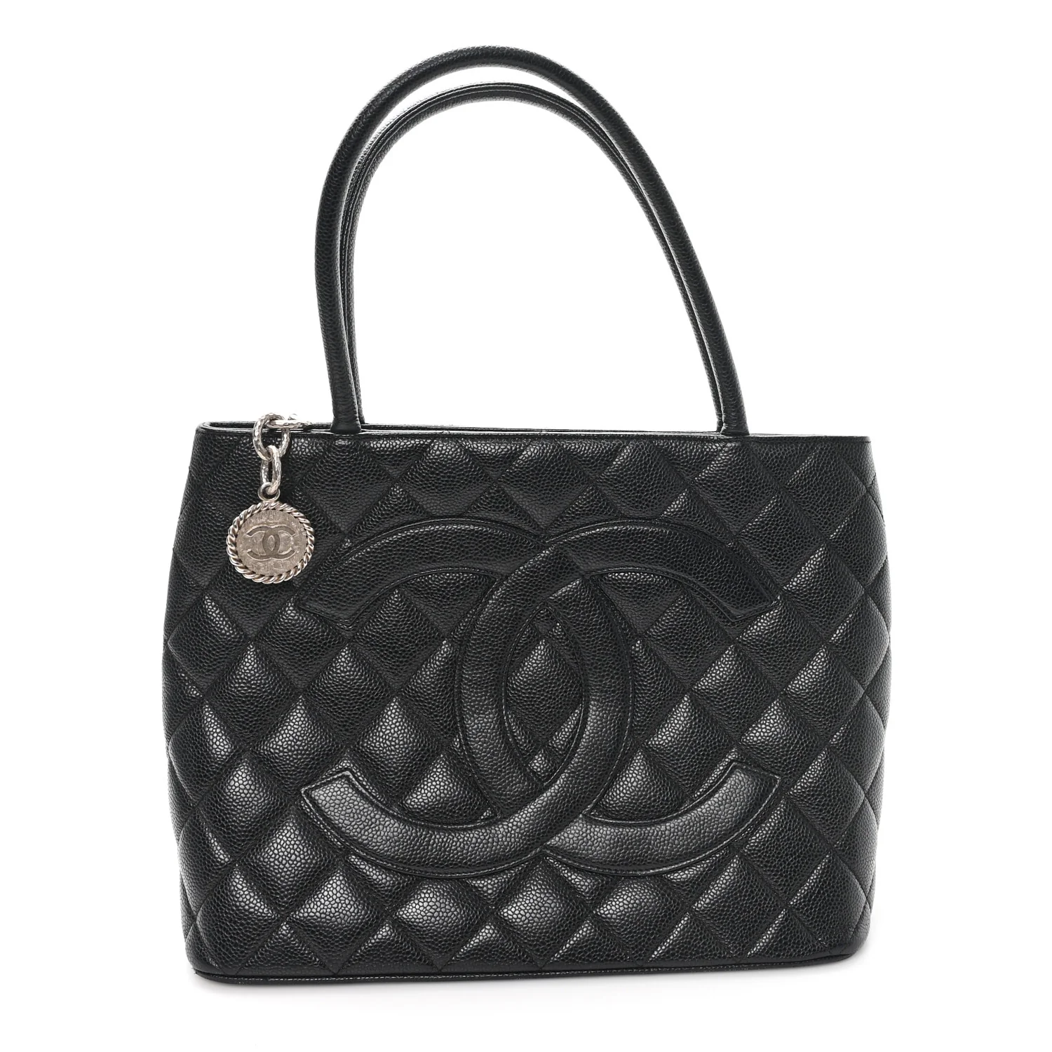Caviar Quilted Medallion Tote Black