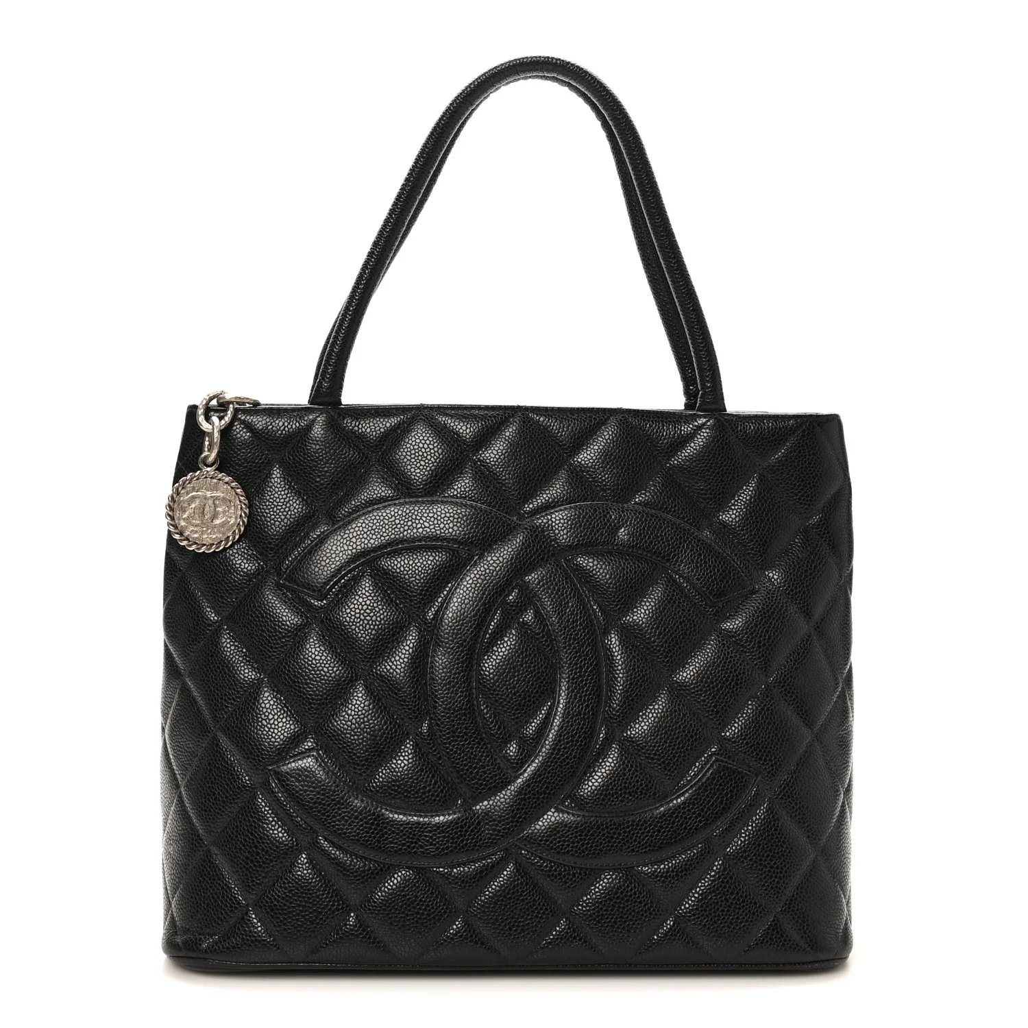 Caviar Quilted Medallion Tote Black