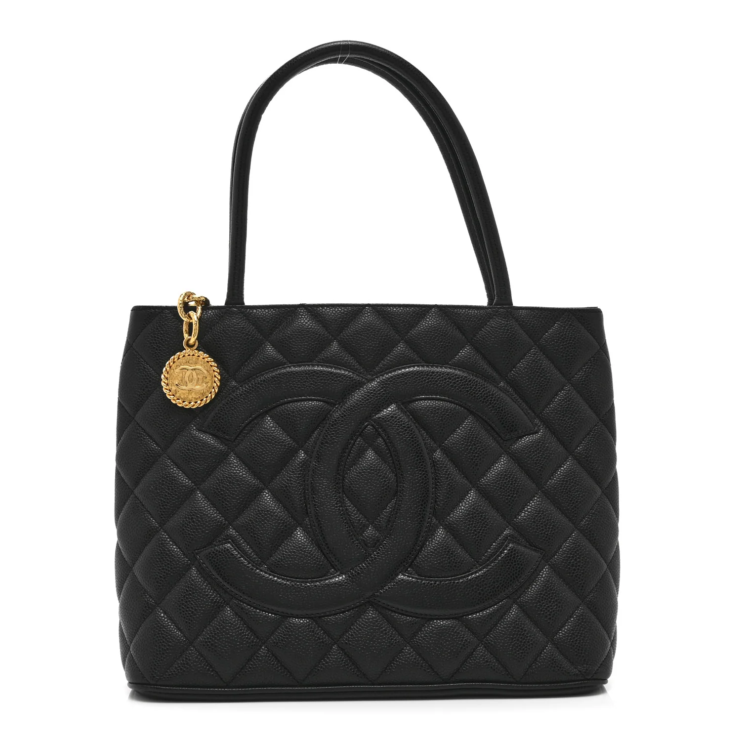 Caviar Quilted Medallion Tote Black