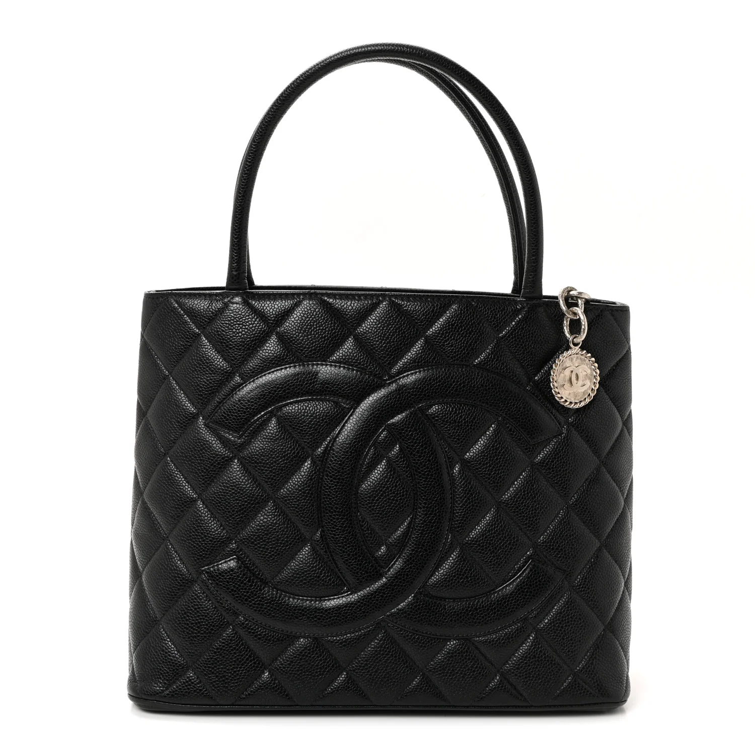 Caviar Quilted Medallion Tote Black