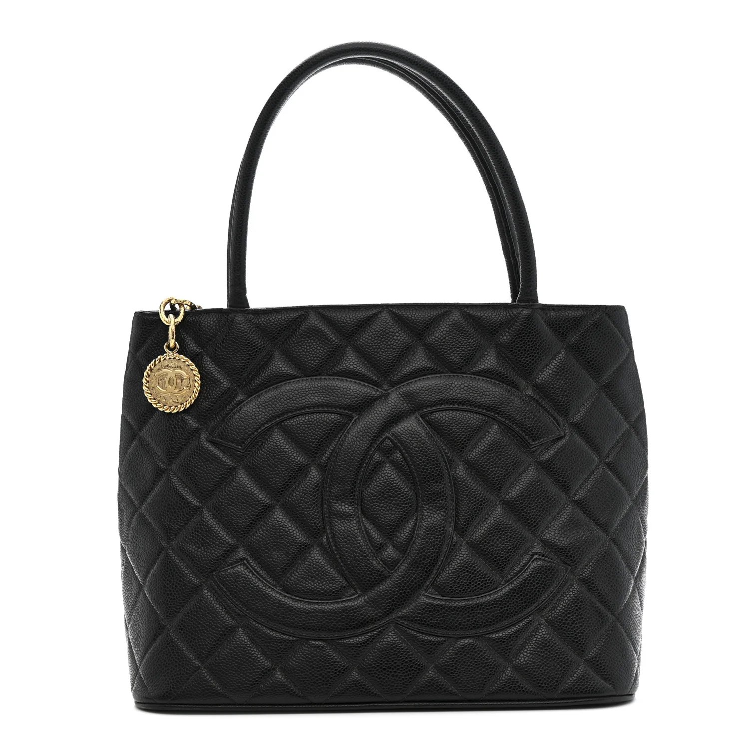 Caviar Quilted Medallion Tote Black