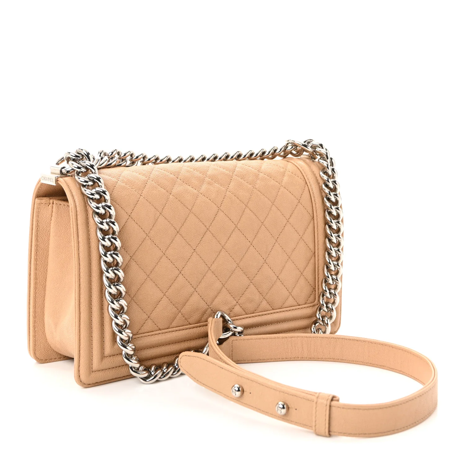 Caviar Quilted Medium Boy Flap Beige - Image 3