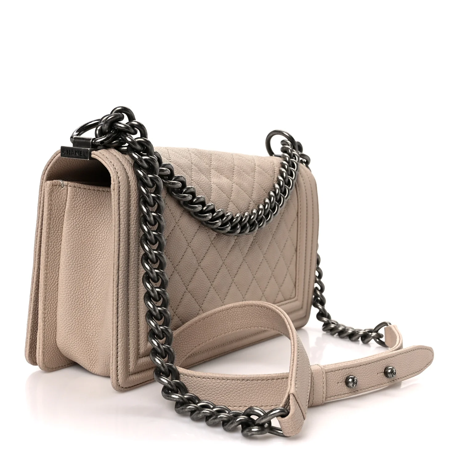 Caviar Quilted Medium Boy Flap Beige - Image 3