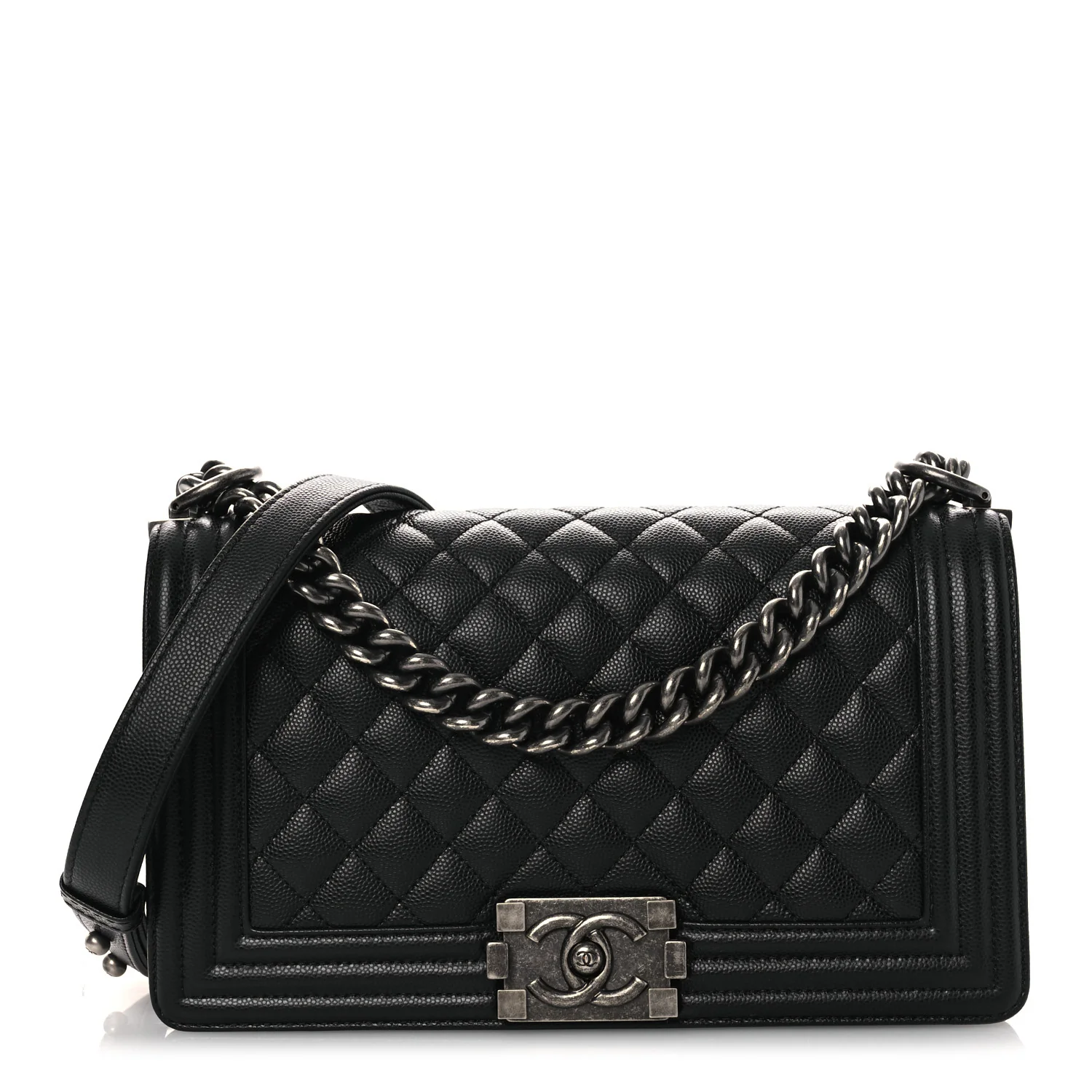Caviar Quilted Medium Boy Flap Black