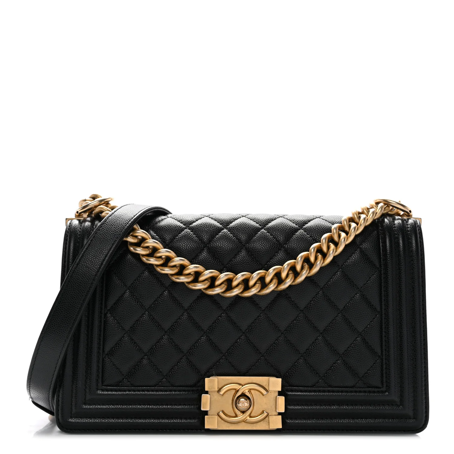Caviar Quilted Medium Boy Flap Black