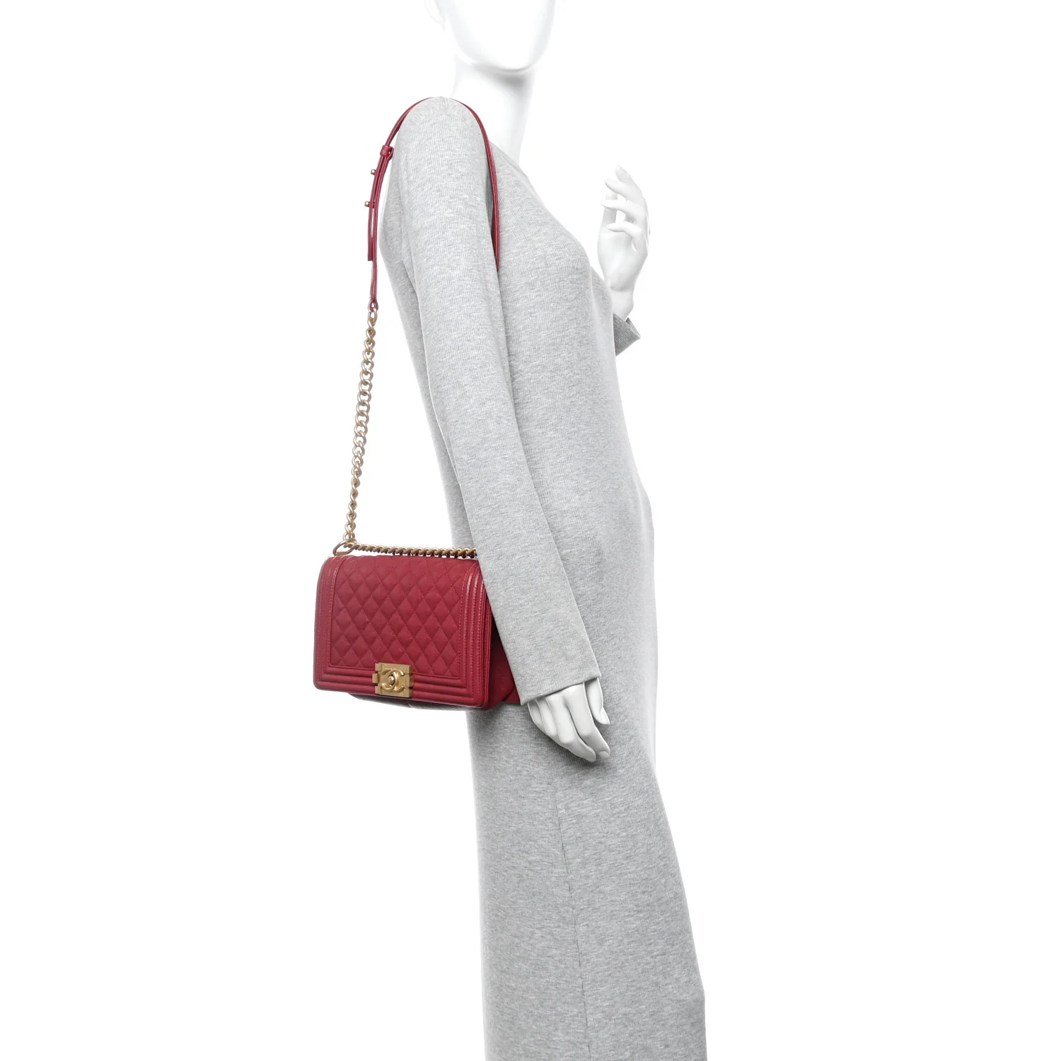 Caviar Quilted Medium Boy Flap Burgundy - Image 2