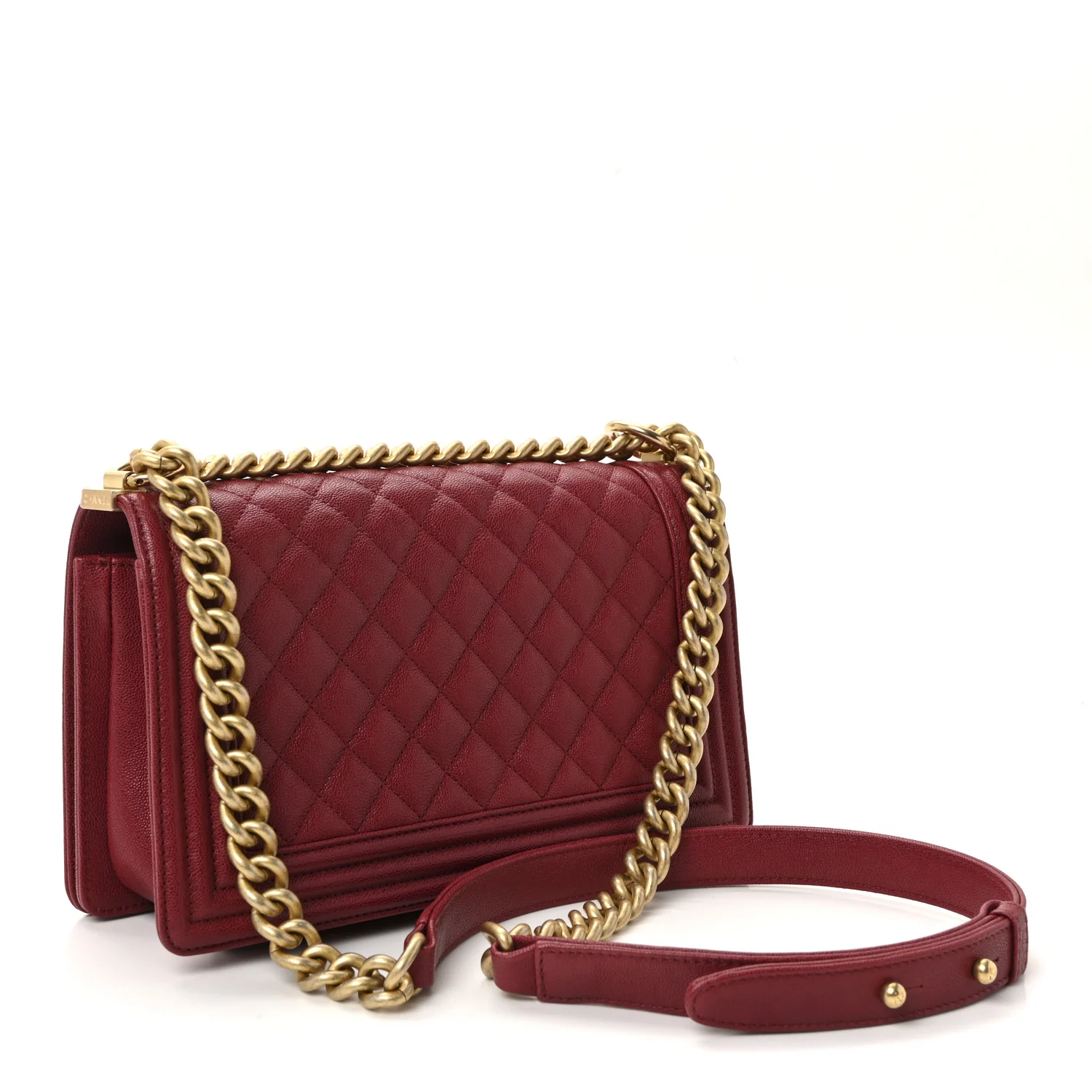 Caviar Quilted Medium Boy Flap Burgundy - Image 3