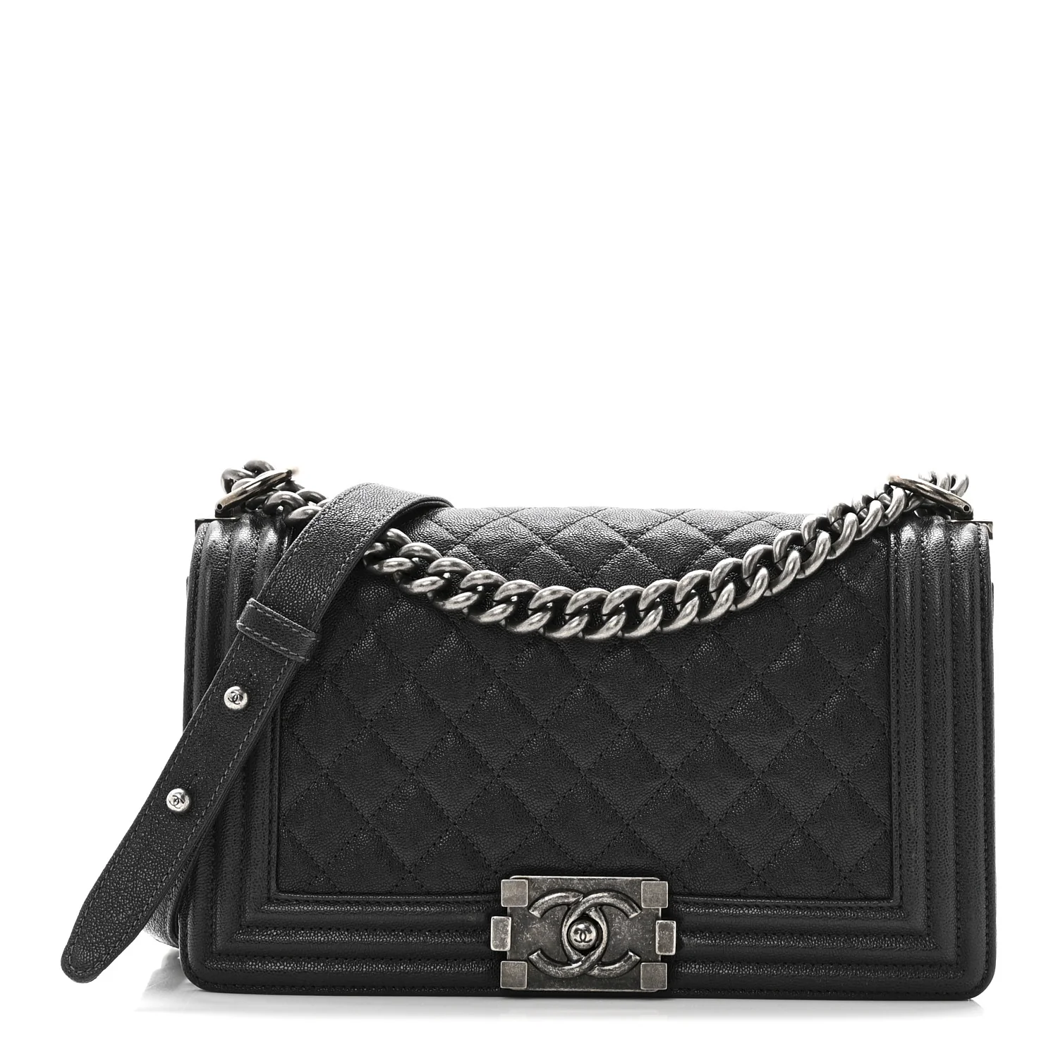 Caviar Quilted Medium Boy Flap Charcoal