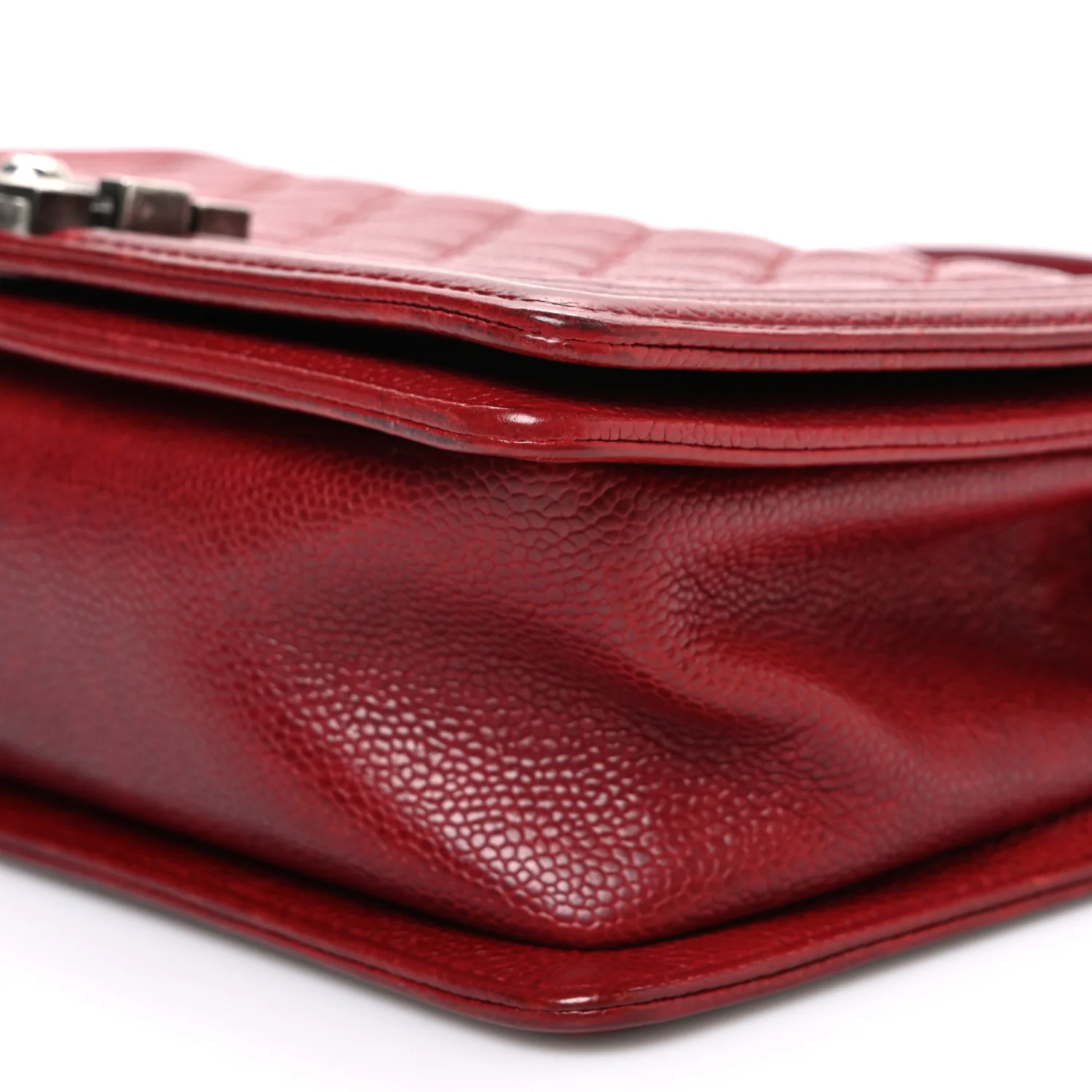 Caviar Quilted Medium Boy Flap Dark Red - Image 10