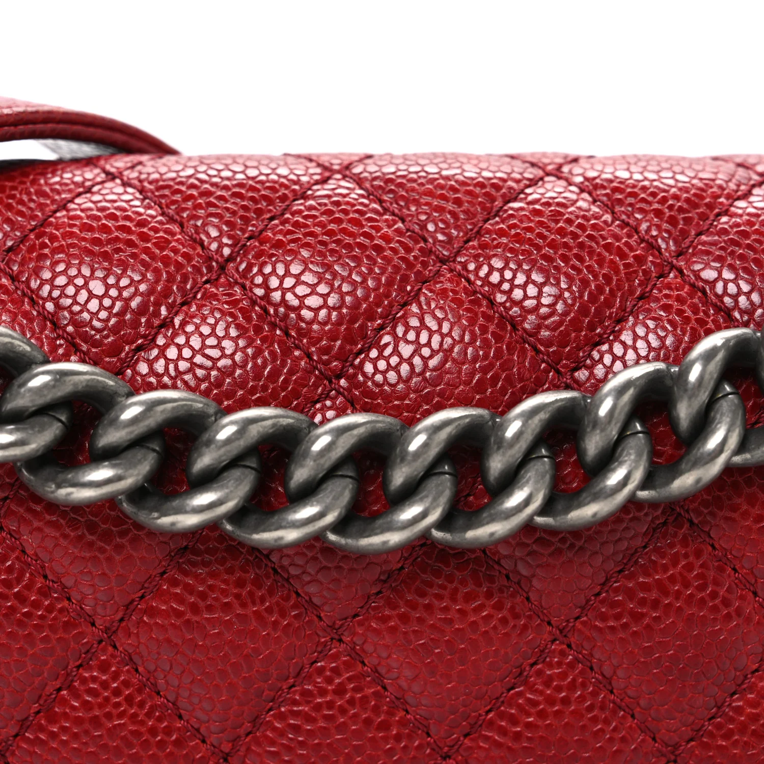Caviar Quilted Medium Boy Flap Dark Red - Image 8