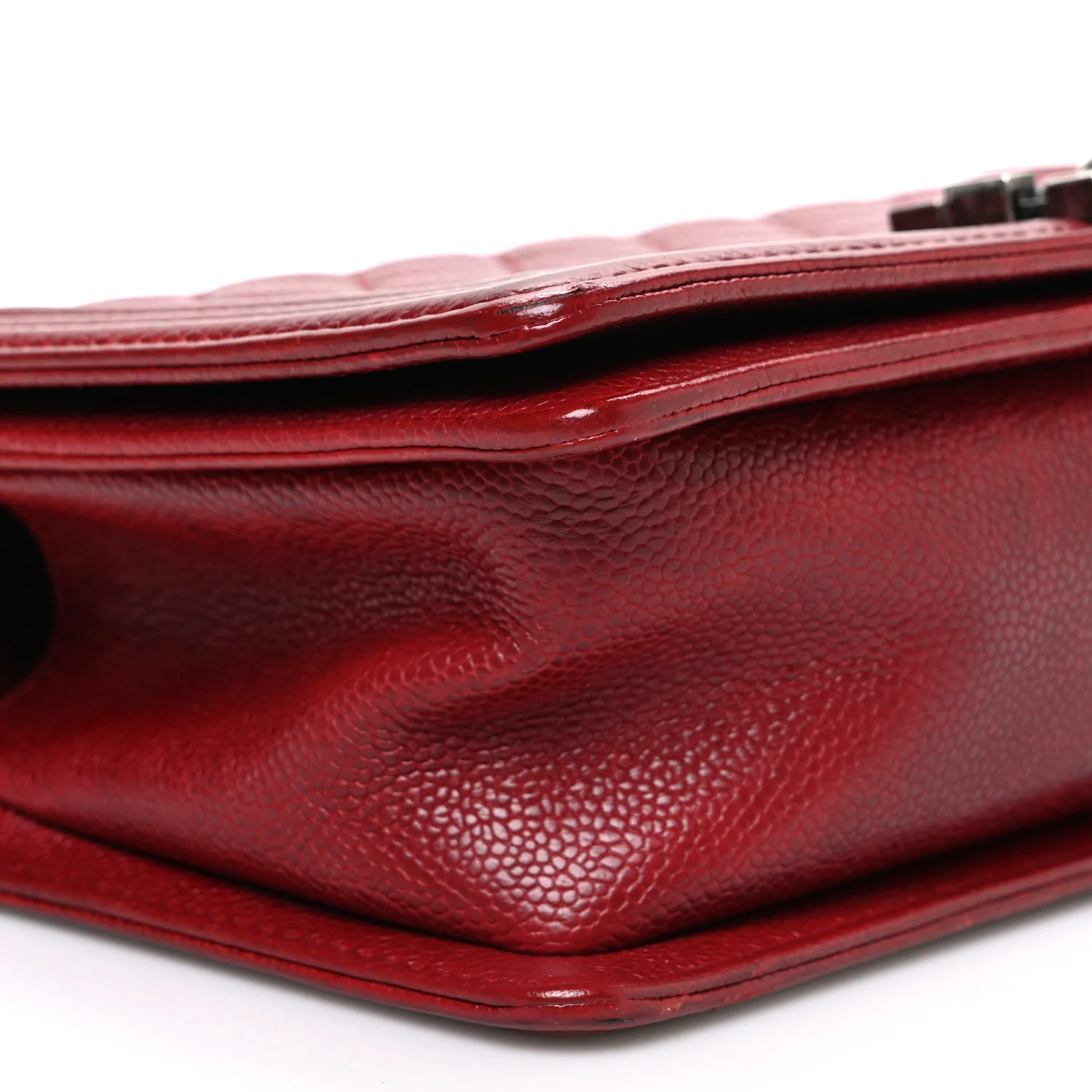 Caviar Quilted Medium Boy Flap Dark Red - Image 9