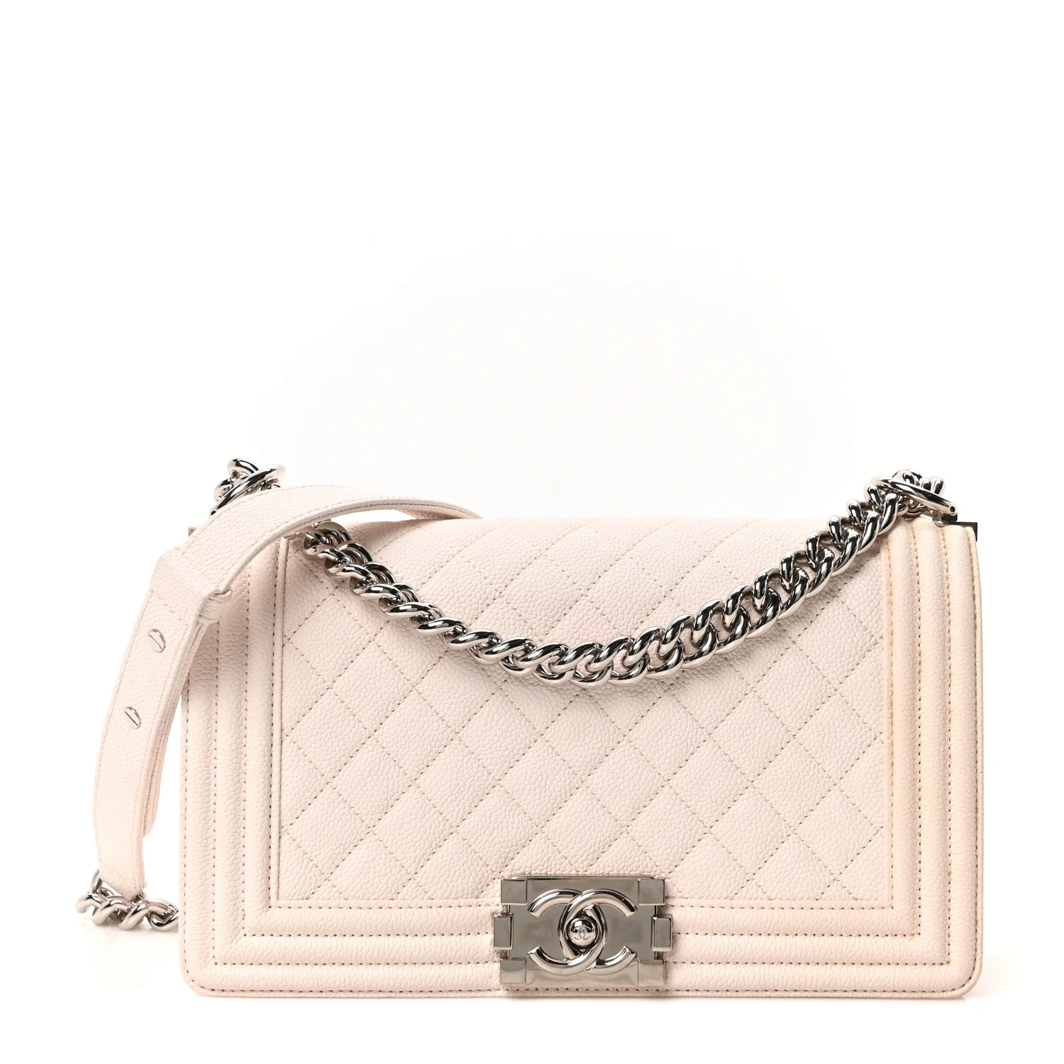 Caviar Quilted Medium Boy Flap Ivory