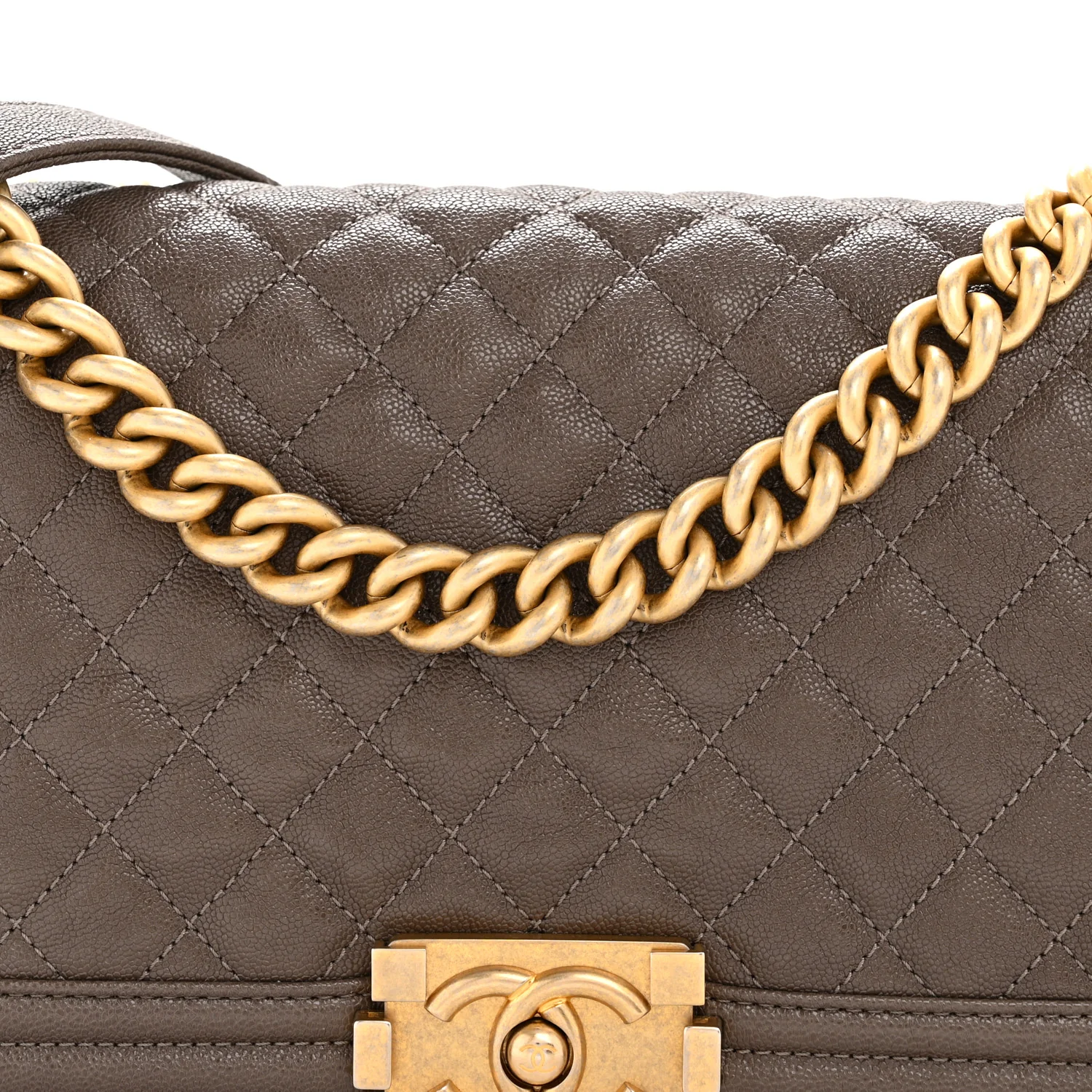 Caviar Quilted Medium Boy Flap Khaki - Image 22