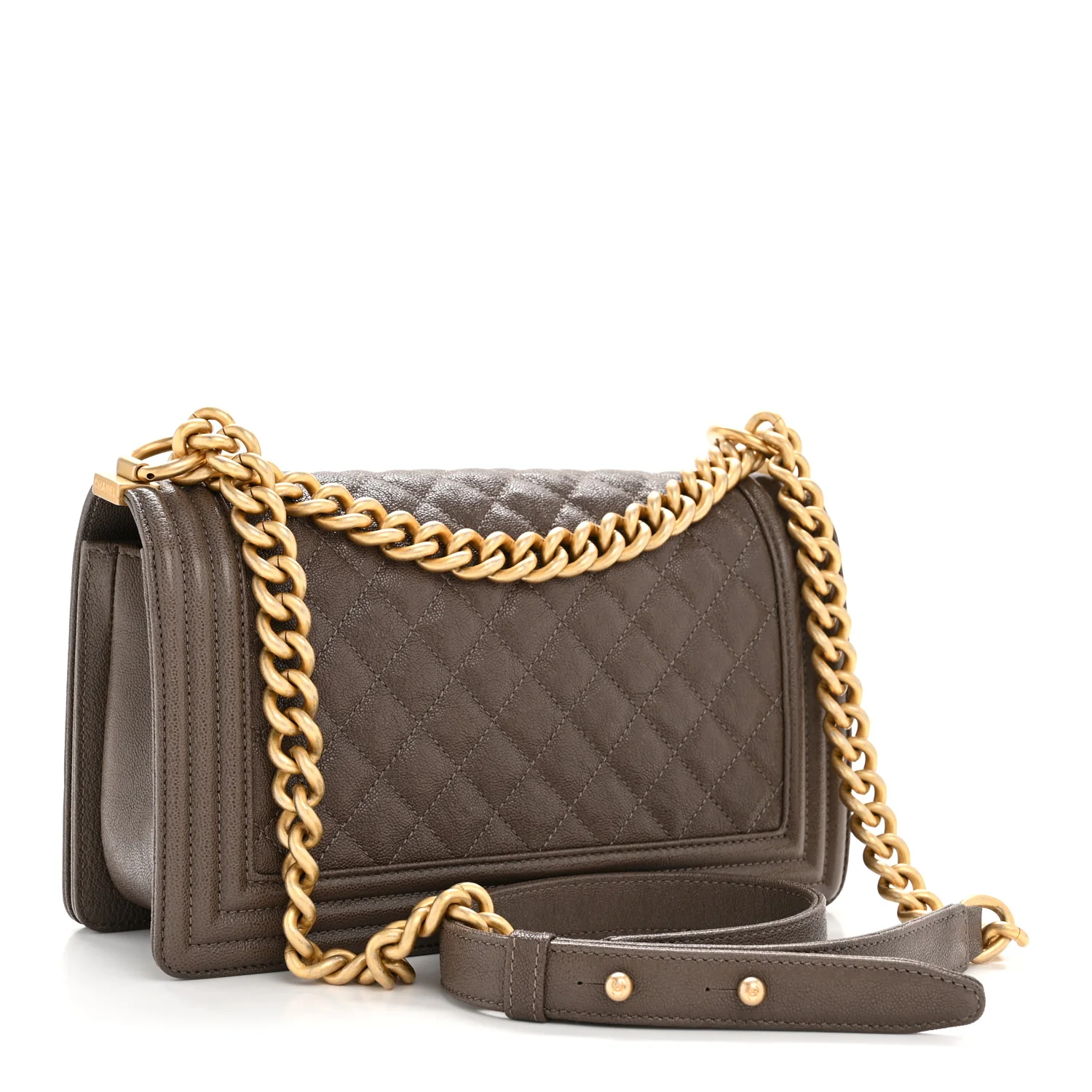 Caviar Quilted Medium Boy Flap Khaki - Image 6