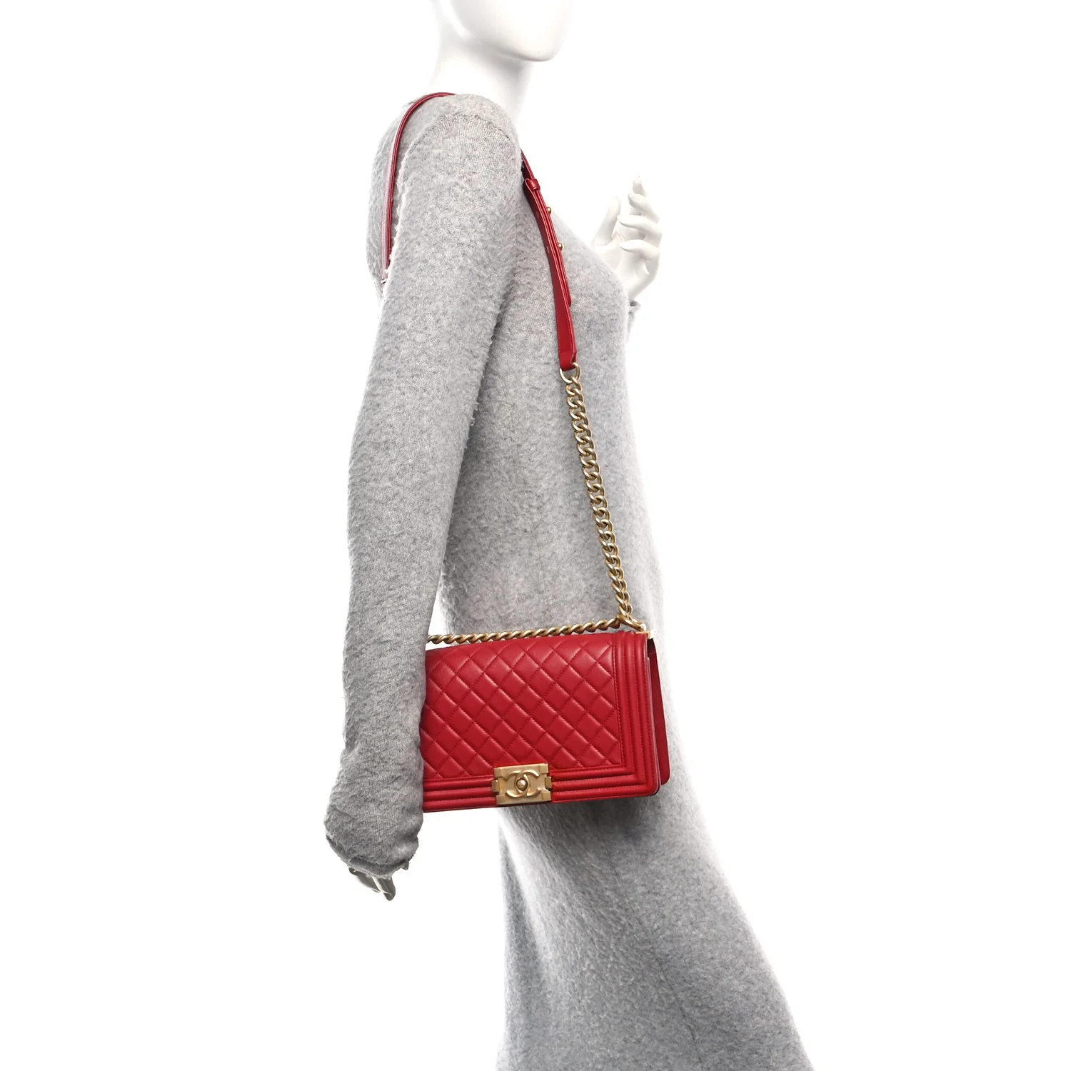 Caviar Quilted Medium Boy Flap Red - Image 2
