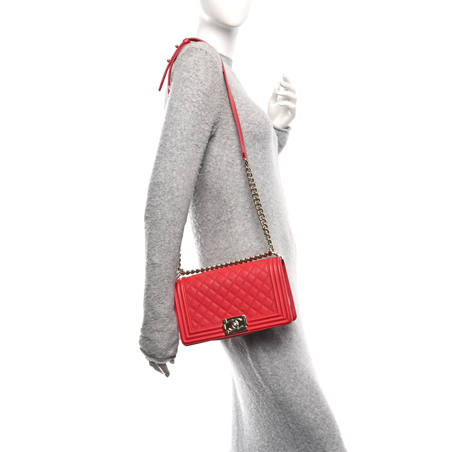 Caviar Quilted Medium Boy Flap Red - Image 2