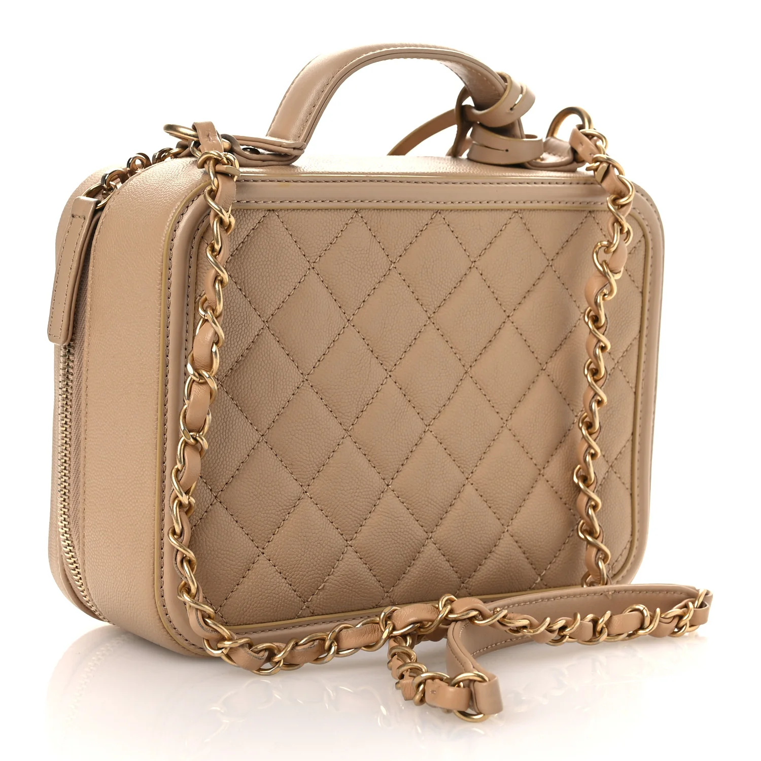Caviar Quilted Medium CC Filigree Vanity Case Beige - Image 3