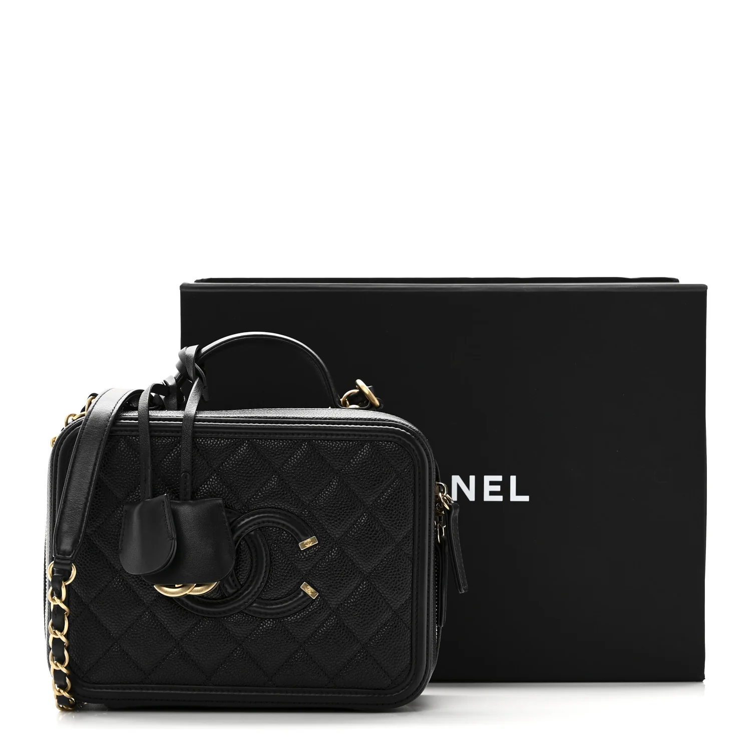 Caviar Quilted Medium CC Filigree Vanity Case Black - Image 11