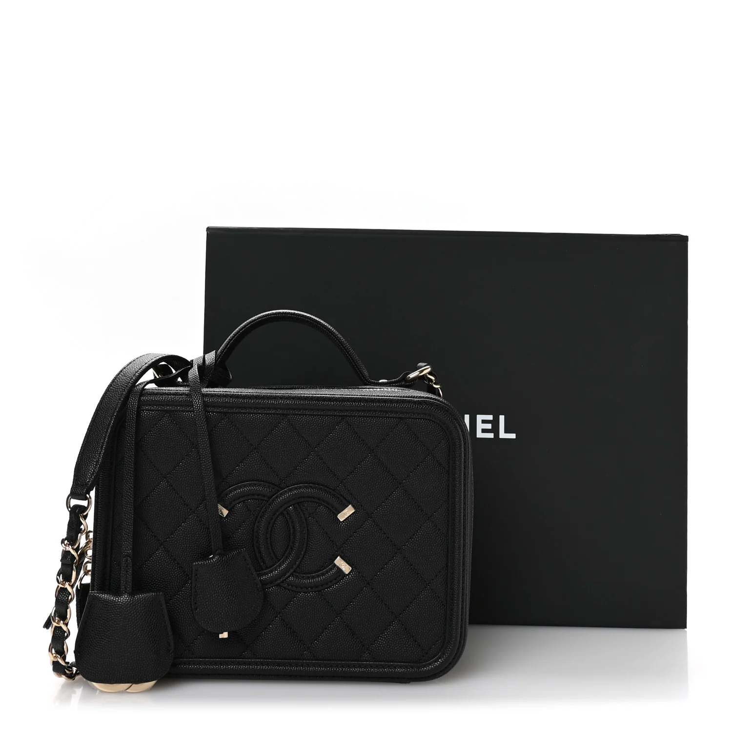Caviar Quilted Medium CC Filigree Vanity Case Black - Image 11