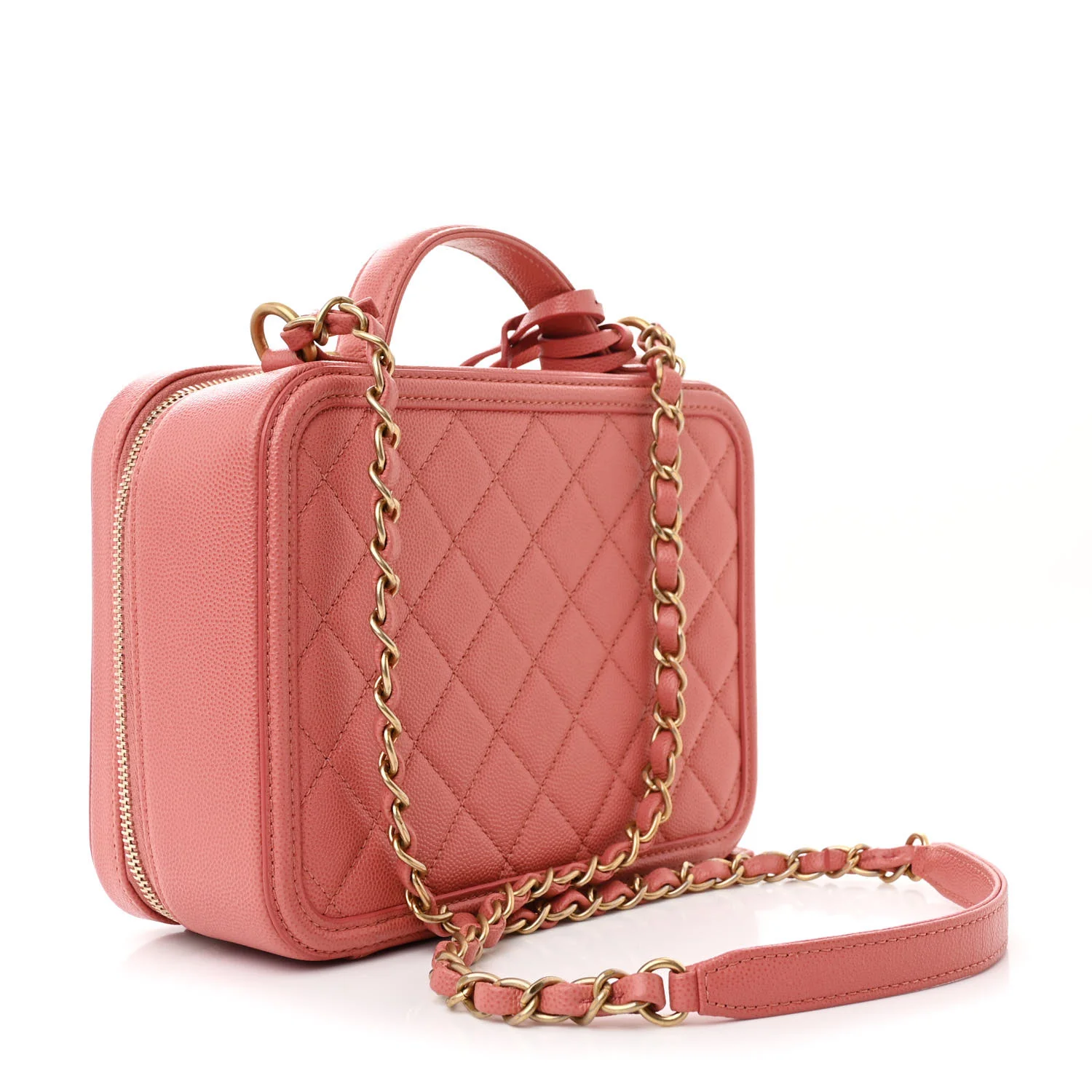 Caviar Quilted Medium CC Filigree Vanity Case Rose Pink - Image 3