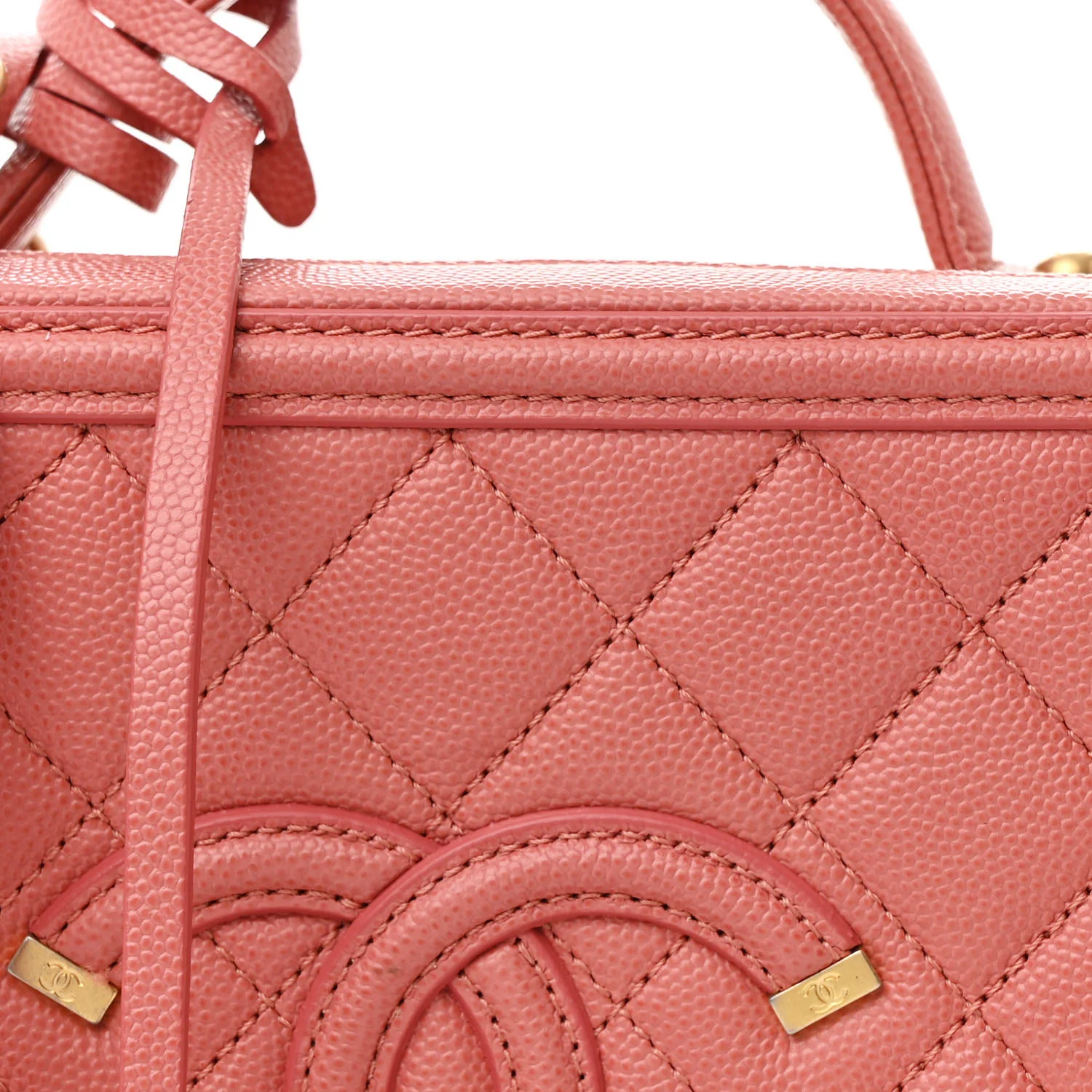 Caviar Quilted Medium CC Filigree Vanity Case Rose Pink - Image 9