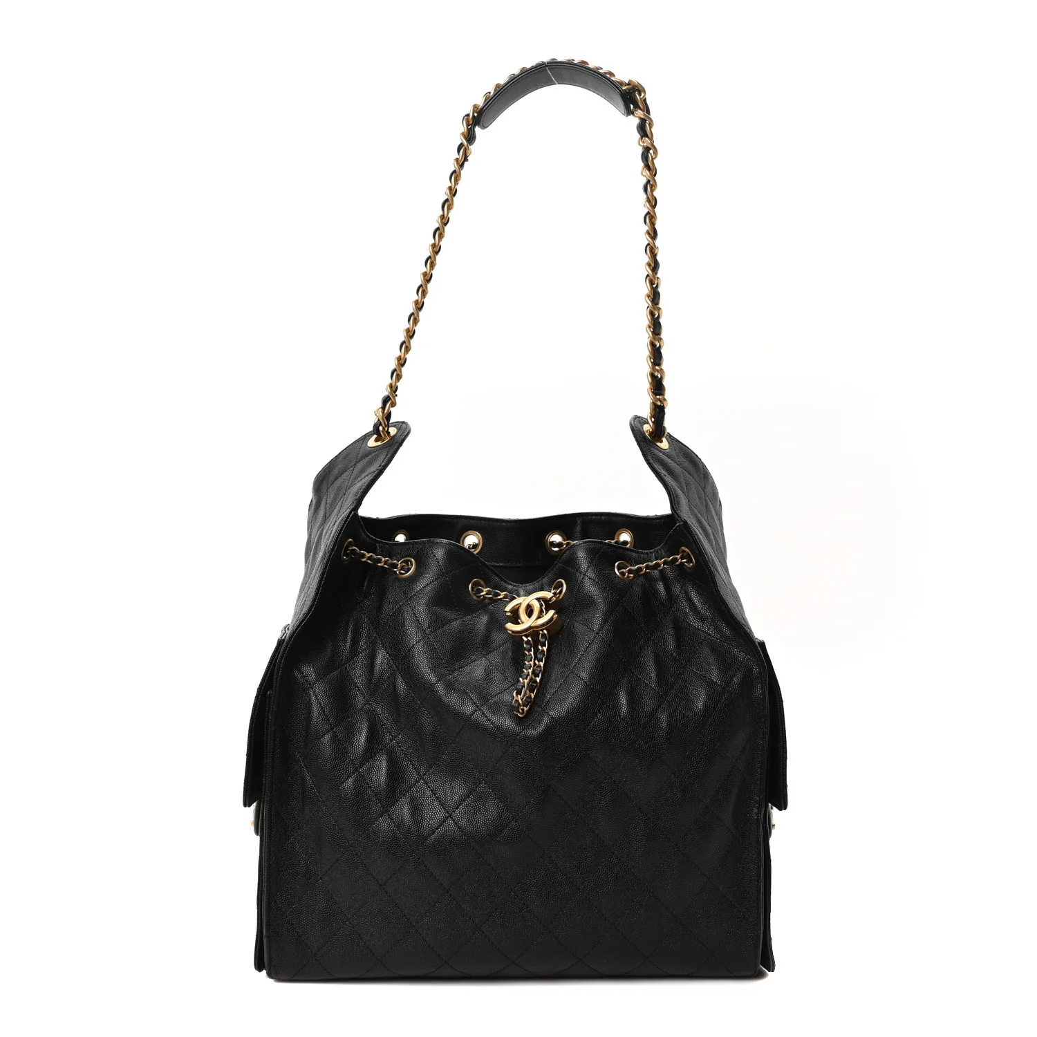 Caviar Quilted Medium Chanel 25 Handbag Black