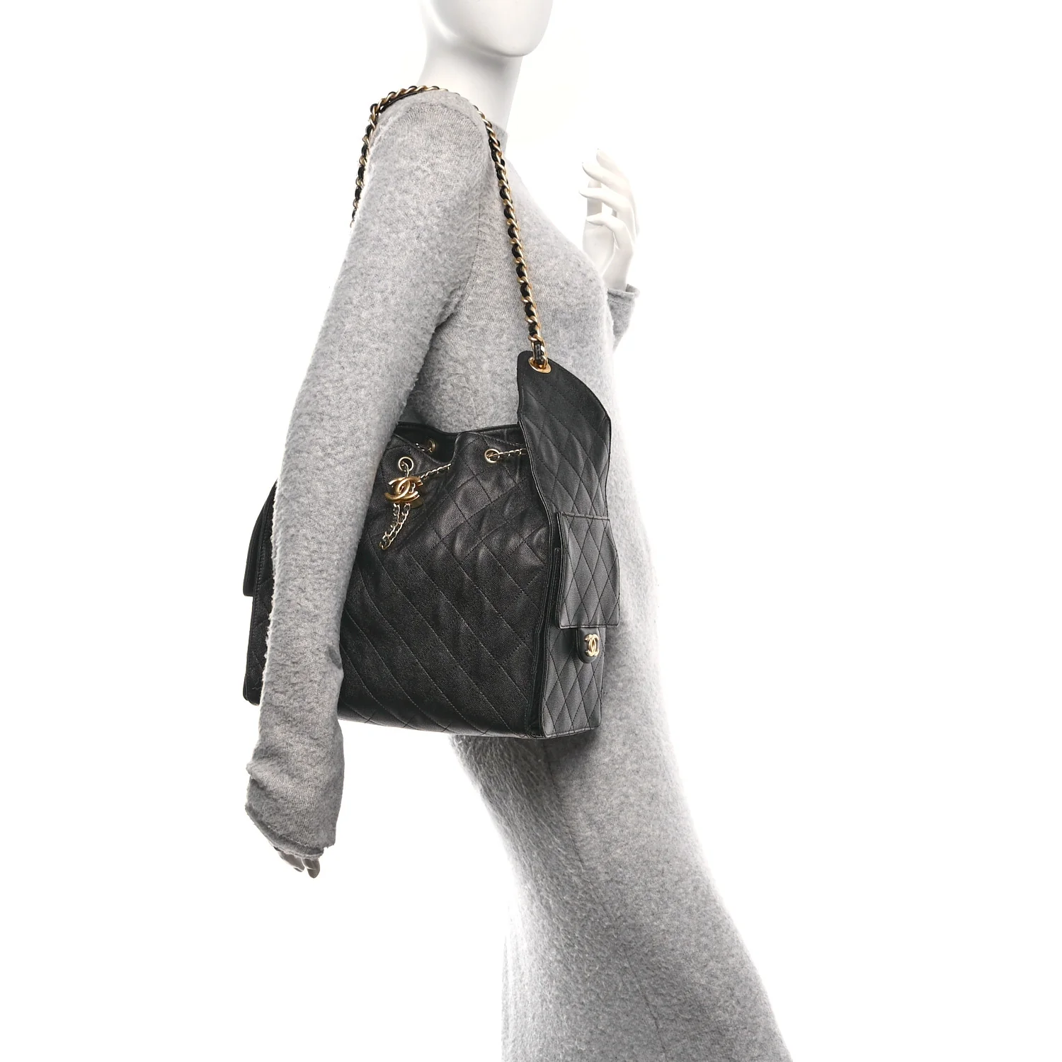 Caviar Quilted Medium Chanel 25 Handbag Black - Image 2
