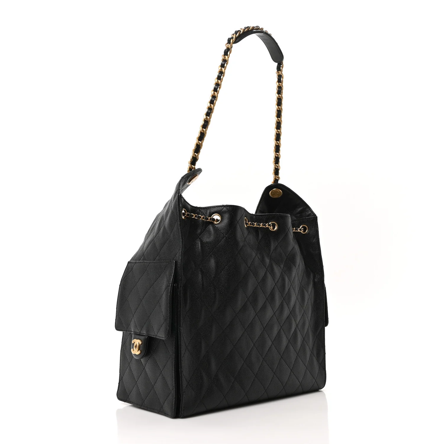 Caviar Quilted Medium Chanel 25 Handbag Black - Image 4