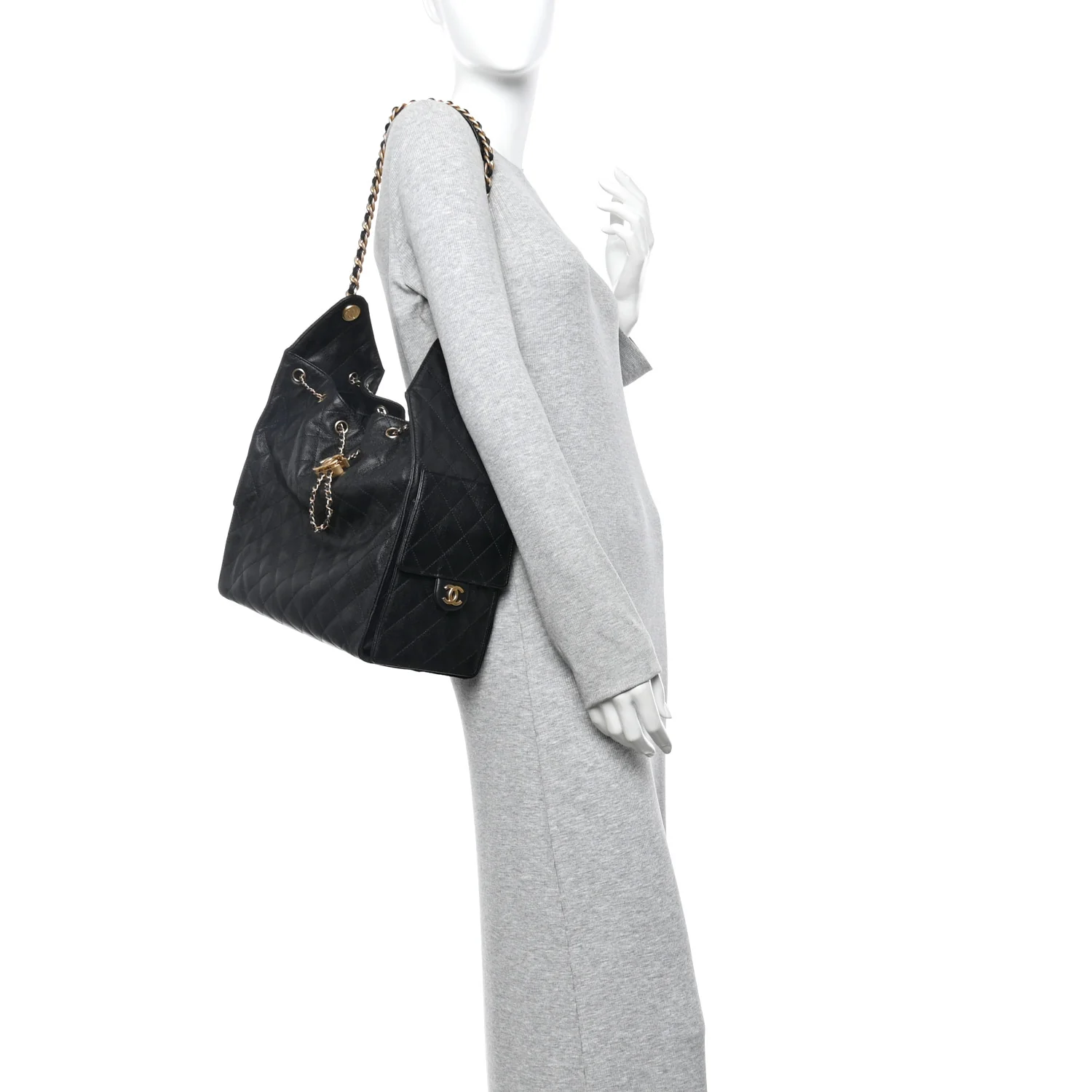 Caviar Quilted Medium Chanel 25 Handbag Black - Image 2