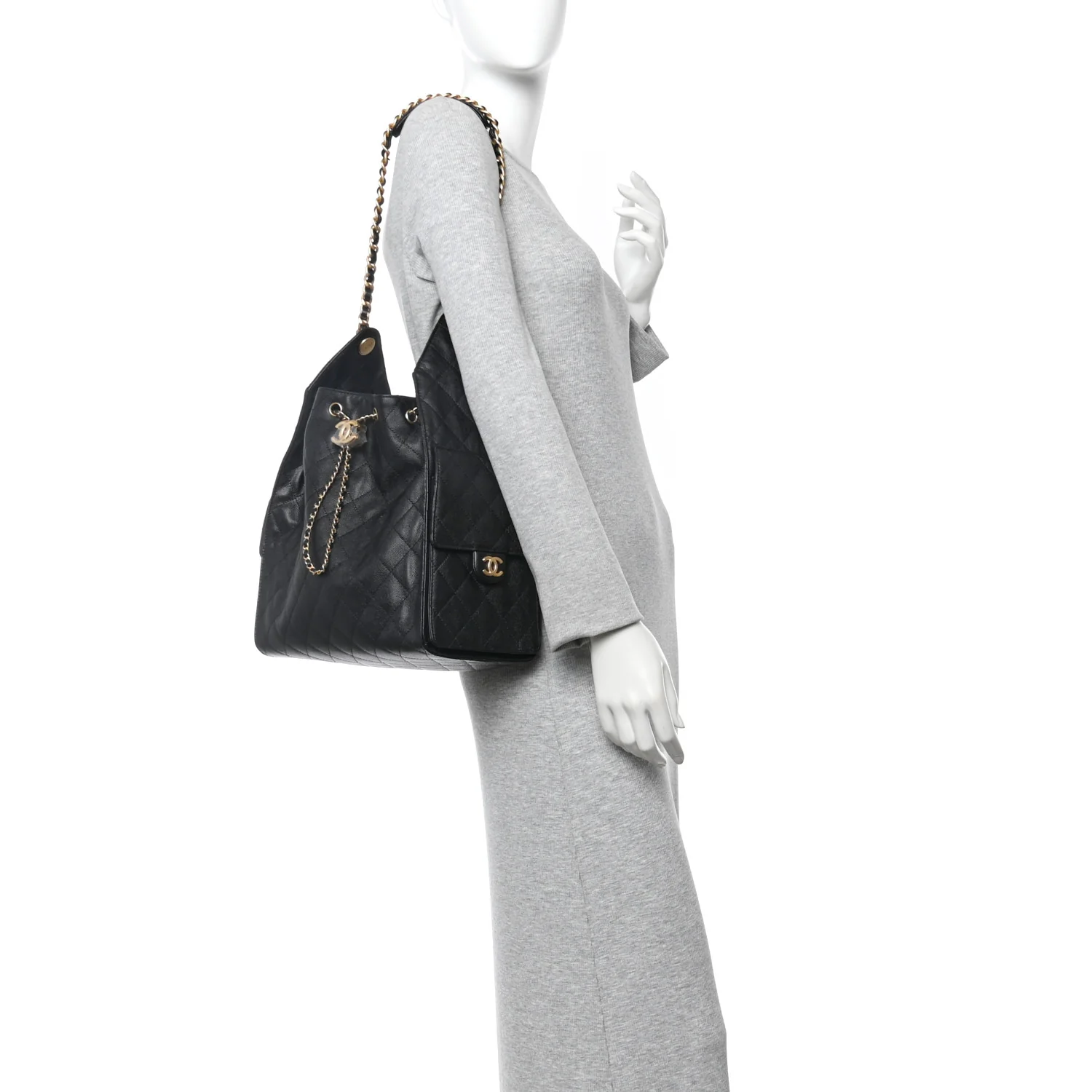Caviar Quilted Medium Chanel 25 Handbag Black - Image 2