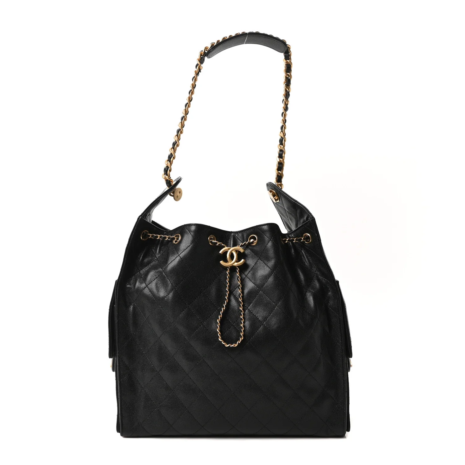 Caviar Quilted Medium Chanel 25 Handbag Black