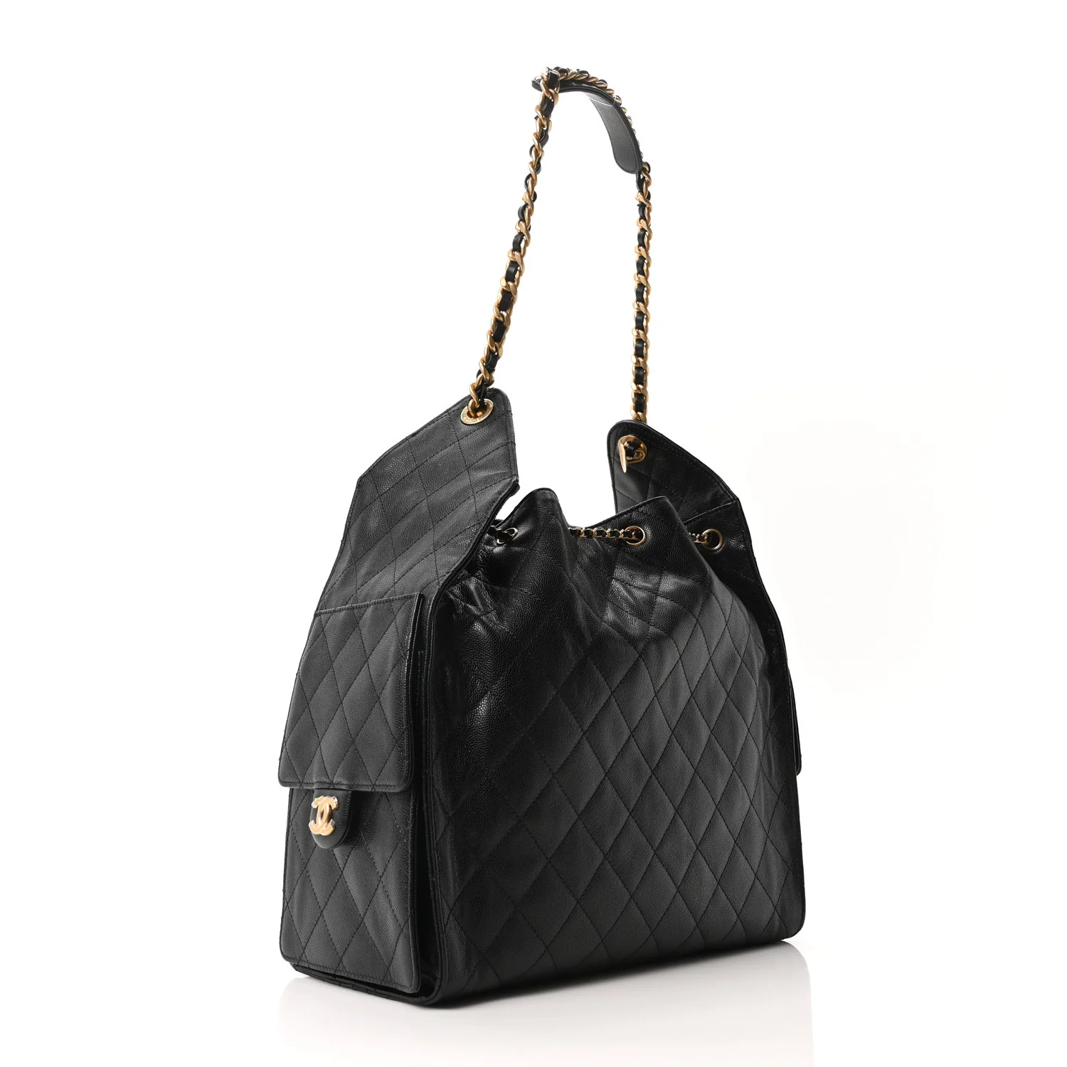 Caviar Quilted Medium Chanel 25 Handbag Black - Image 4