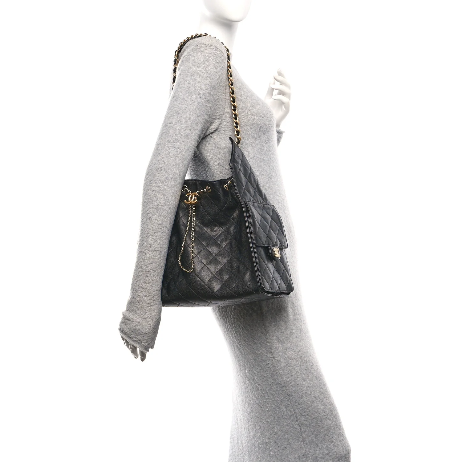Caviar Quilted Medium Chanel 25 Handbag Black - Image 2