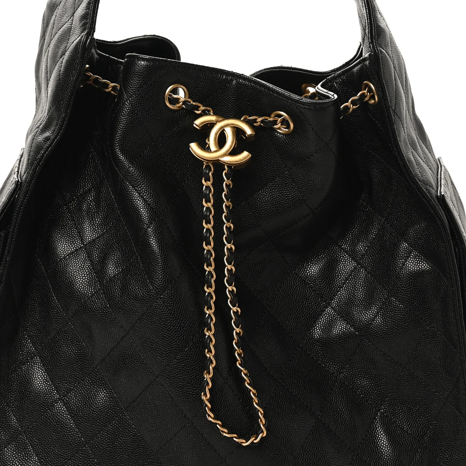 Caviar Quilted Medium Chanel 25 Handbag Black - Image 9