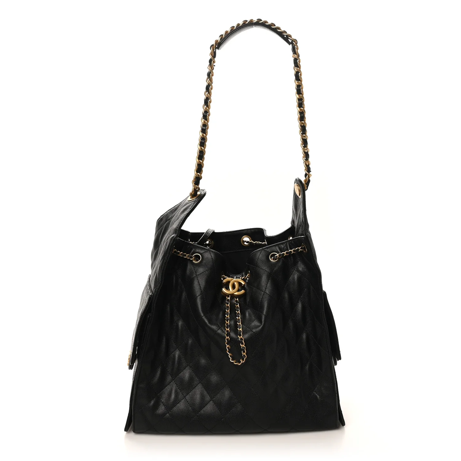 Caviar Quilted Medium Chanel 25 Handbag Black
