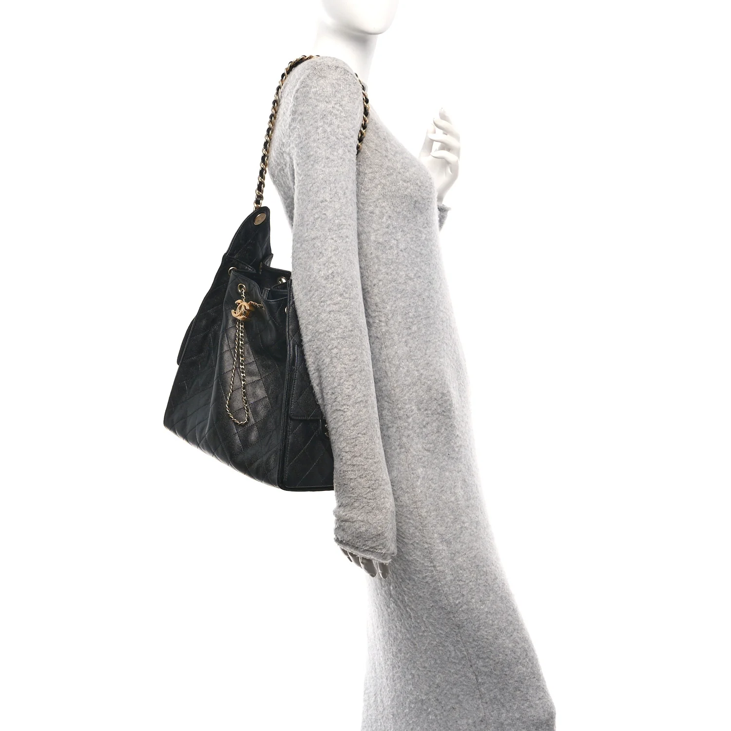 Caviar Quilted Medium Chanel 25 Handbag Black - Image 2