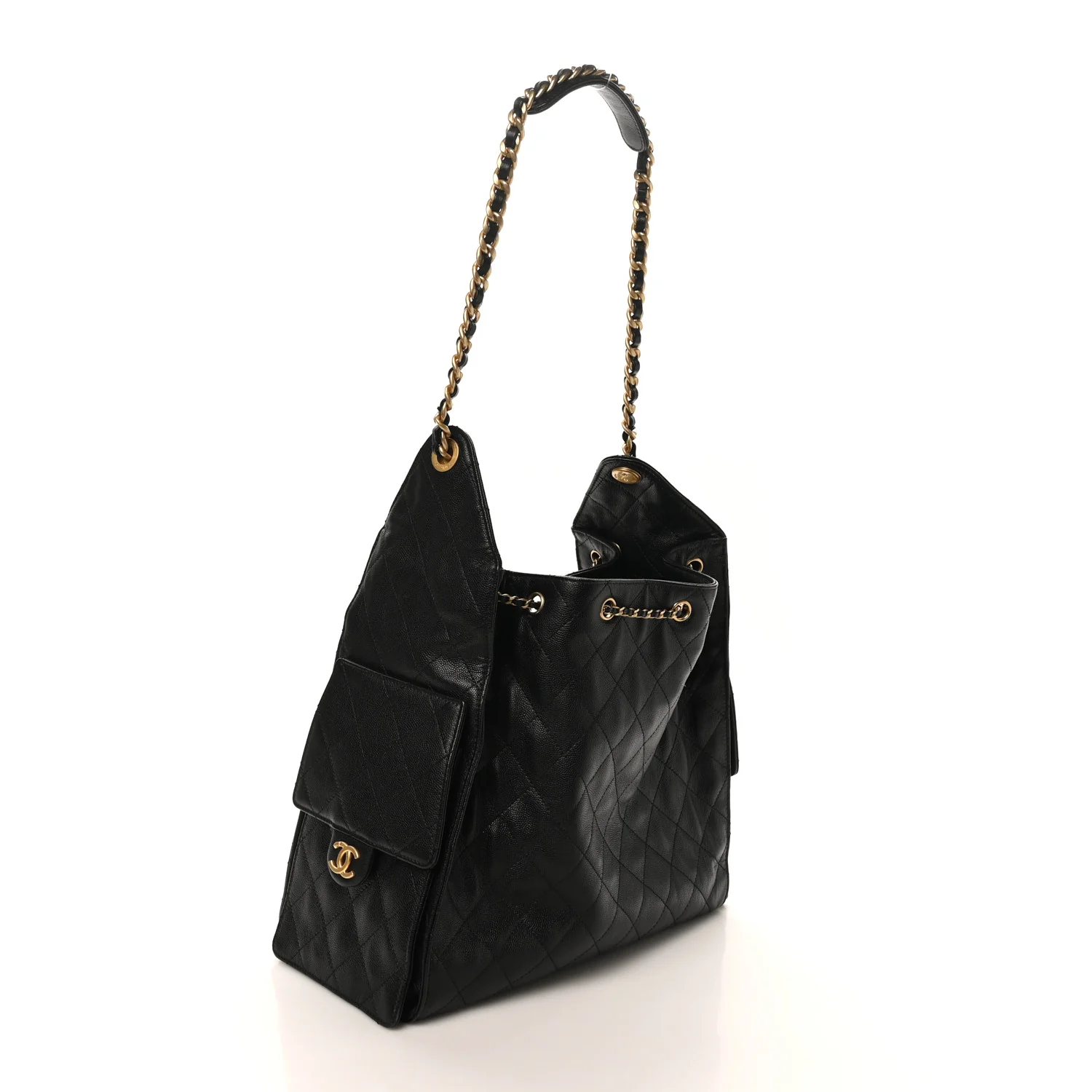 Caviar Quilted Medium Chanel 25 Handbag Black - Image 4