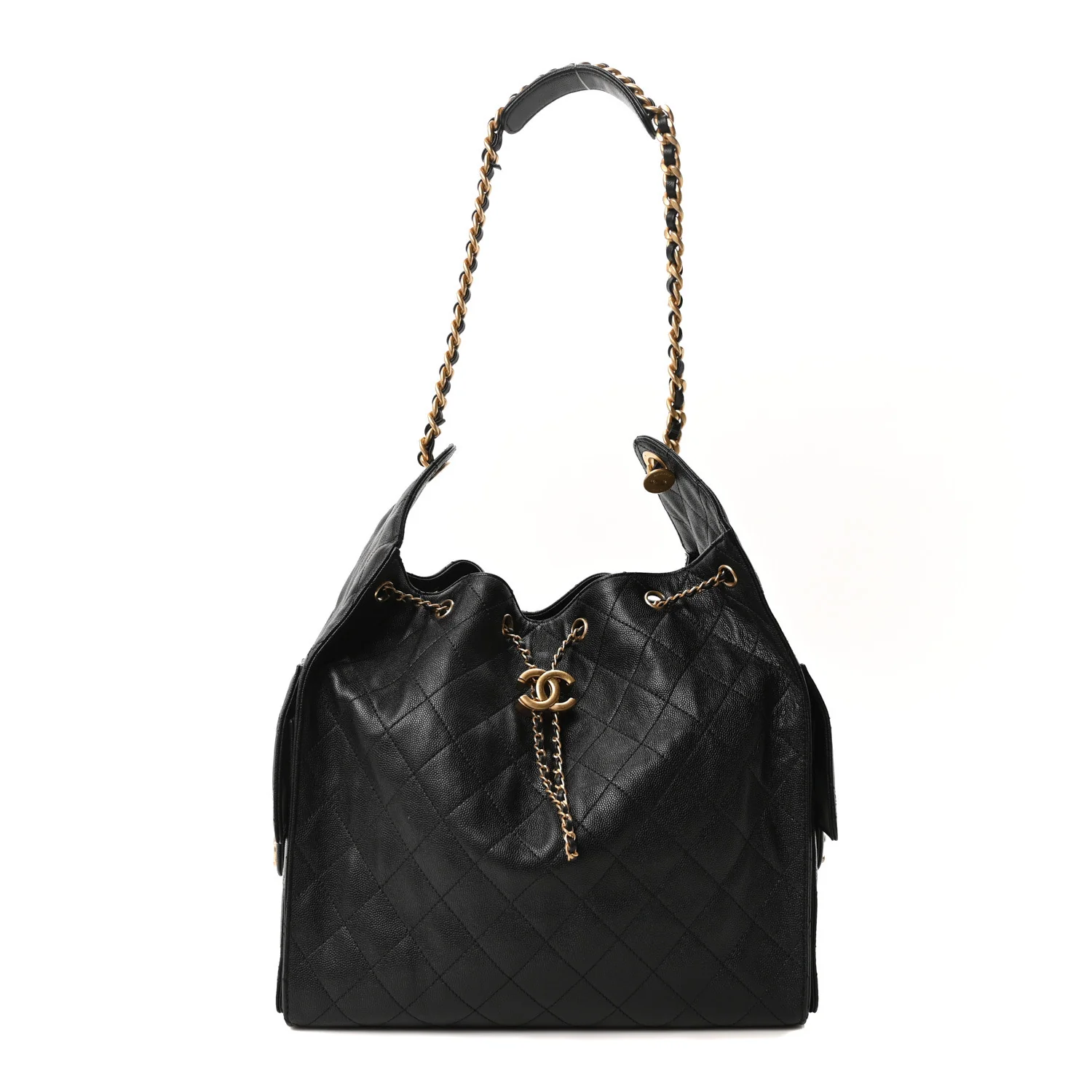 Caviar Quilted Medium Chanel 25 Handbag Black