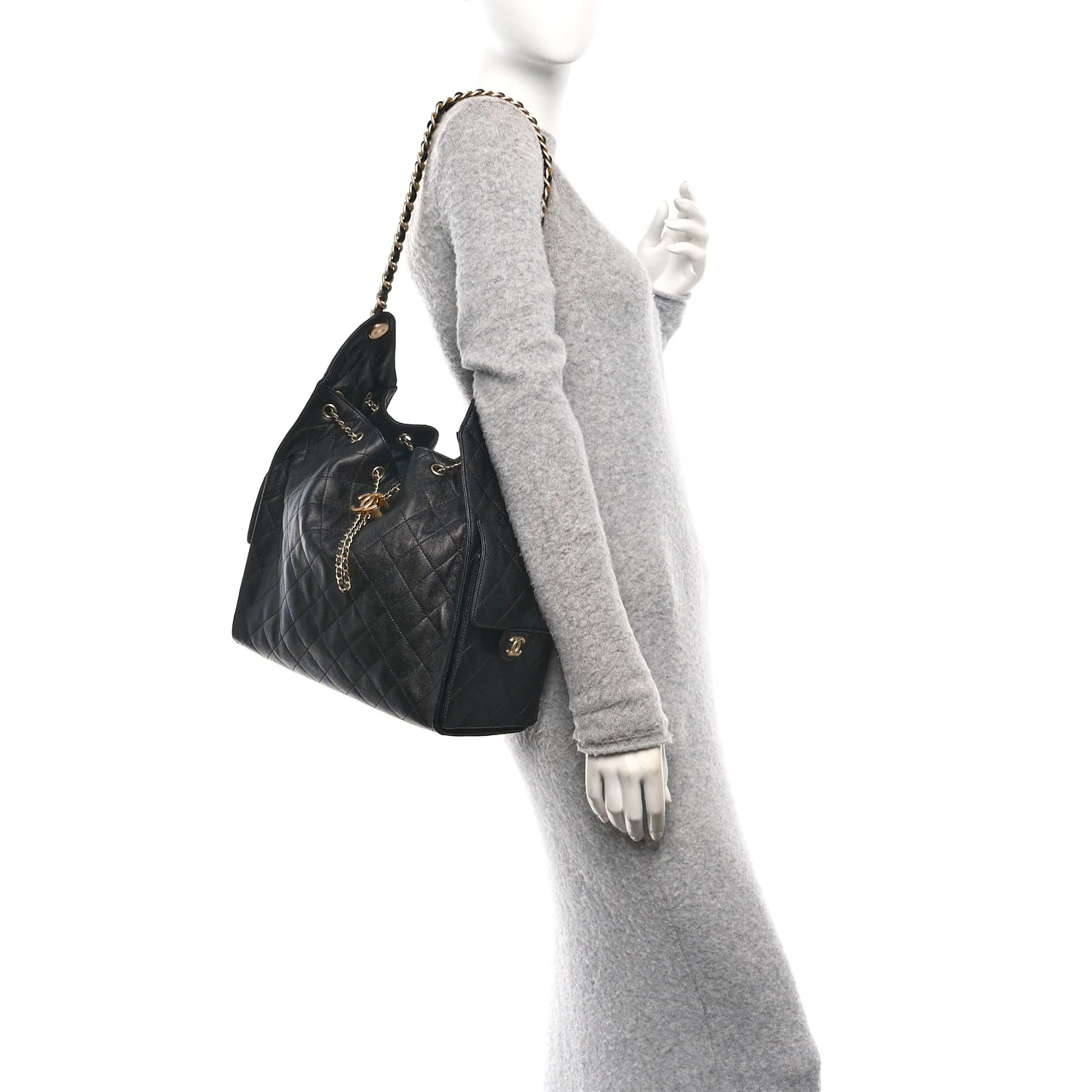 Caviar Quilted Medium Chanel 25 Handbag Black - Image 2