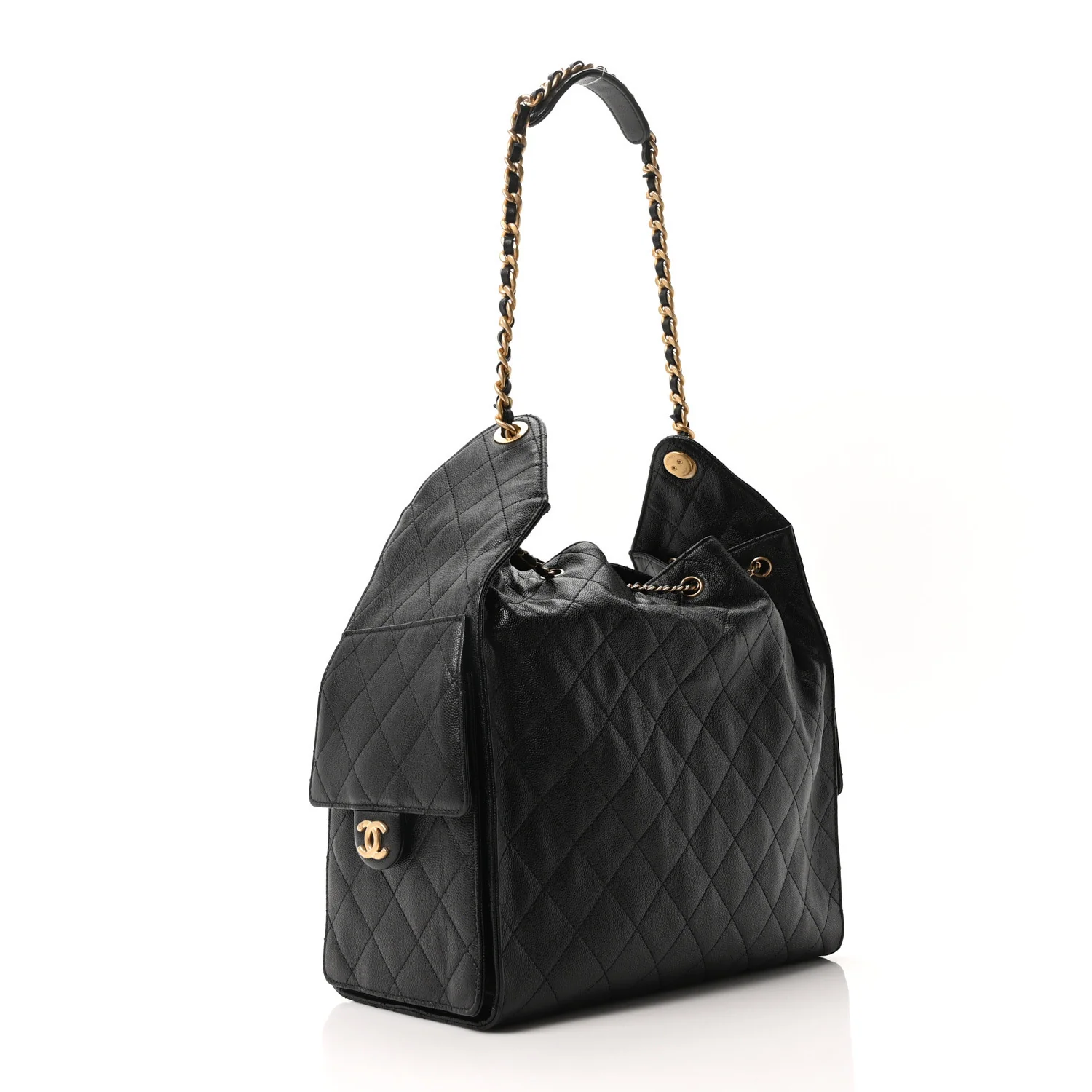 Caviar Quilted Medium Chanel 25 Handbag Black - Image 4