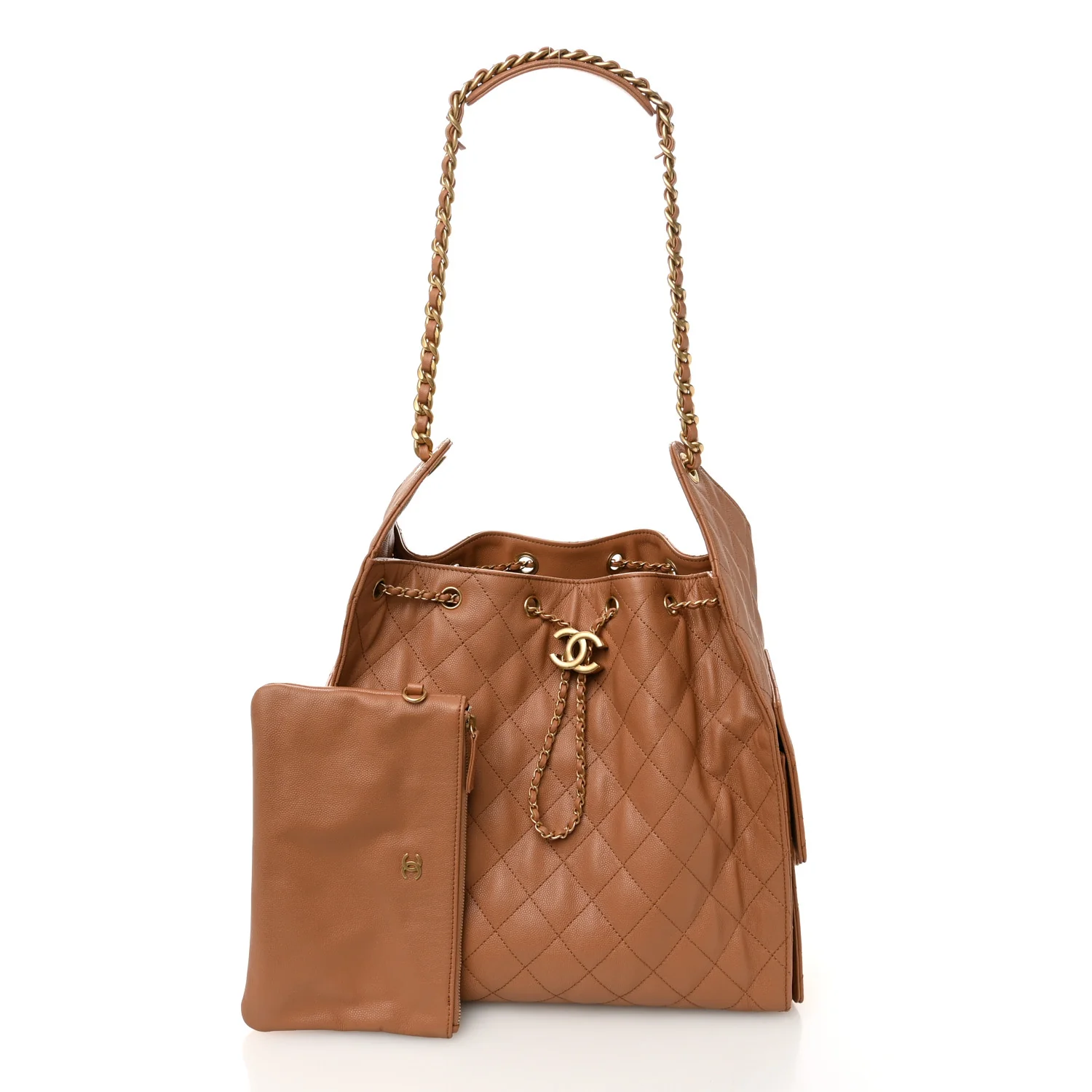 Caviar Quilted Medium Chanel 25 Handbag Brown - Image 3