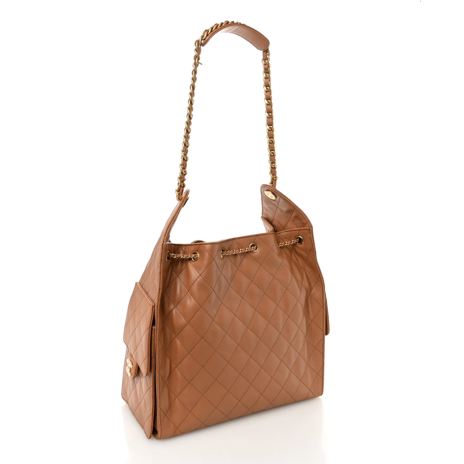 Caviar Quilted Medium Chanel 25 Handbag Brown - Image 4