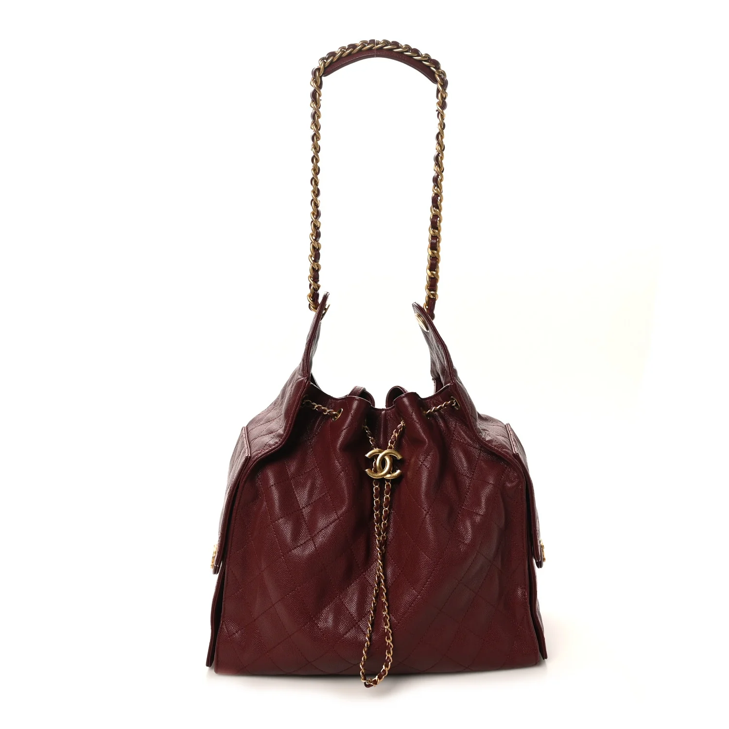 Caviar Quilted Medium Chanel 25 Handbag Burgundy