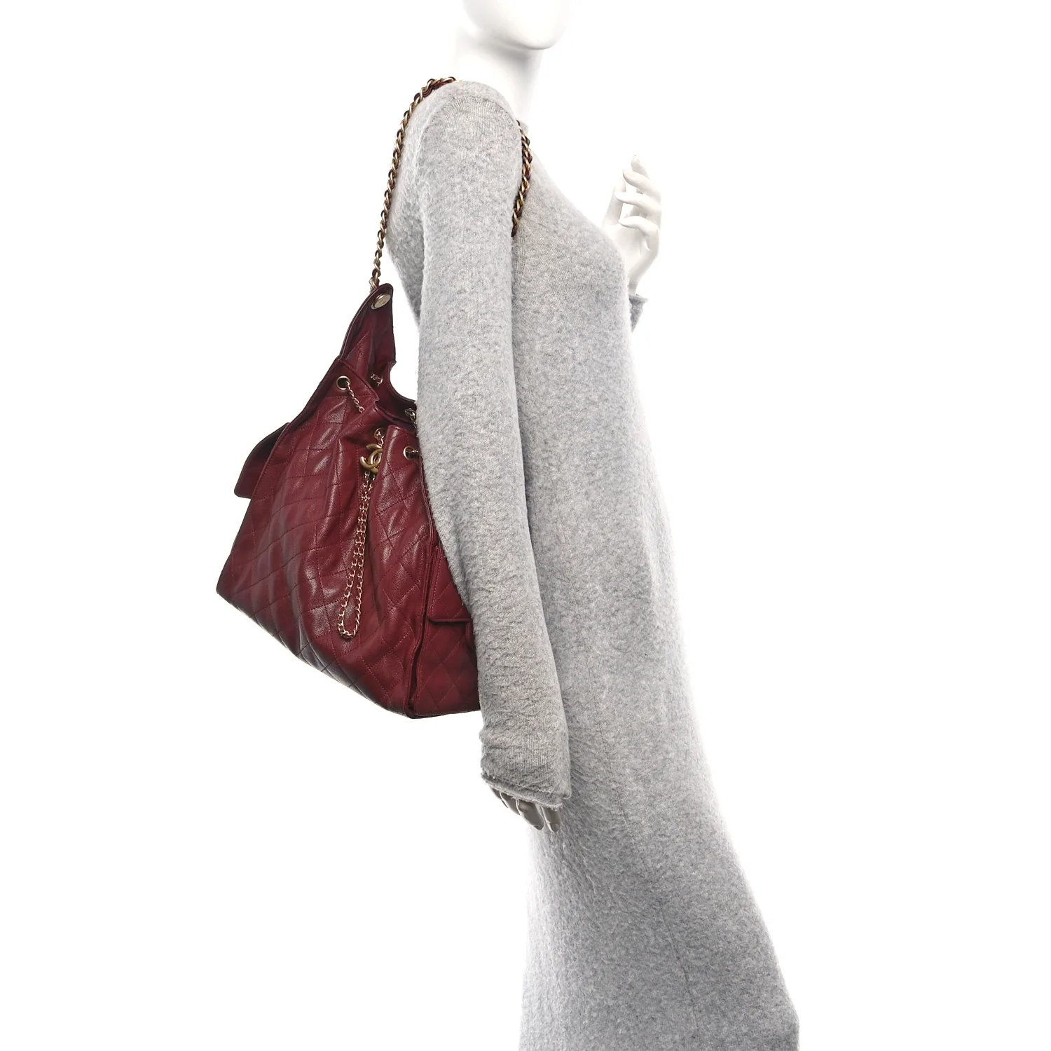 Caviar Quilted Medium Chanel 25 Handbag Burgundy - Image 2