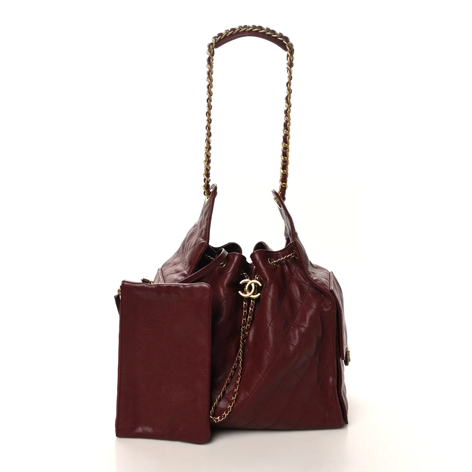 Caviar Quilted Medium Chanel 25 Handbag Burgundy - Image 3
