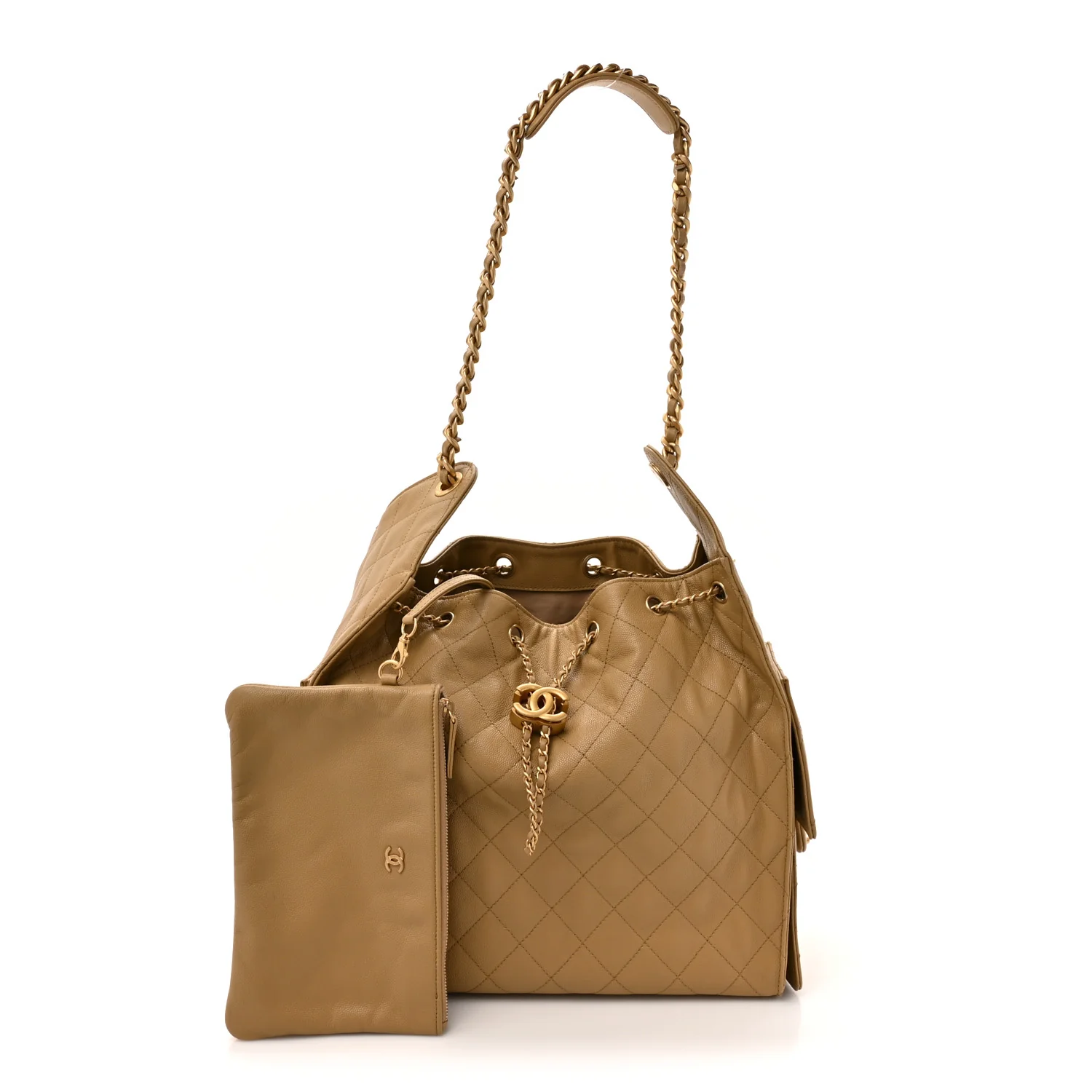 Caviar Quilted Medium Chanel 25 Handbag Dark Beige - Image 3