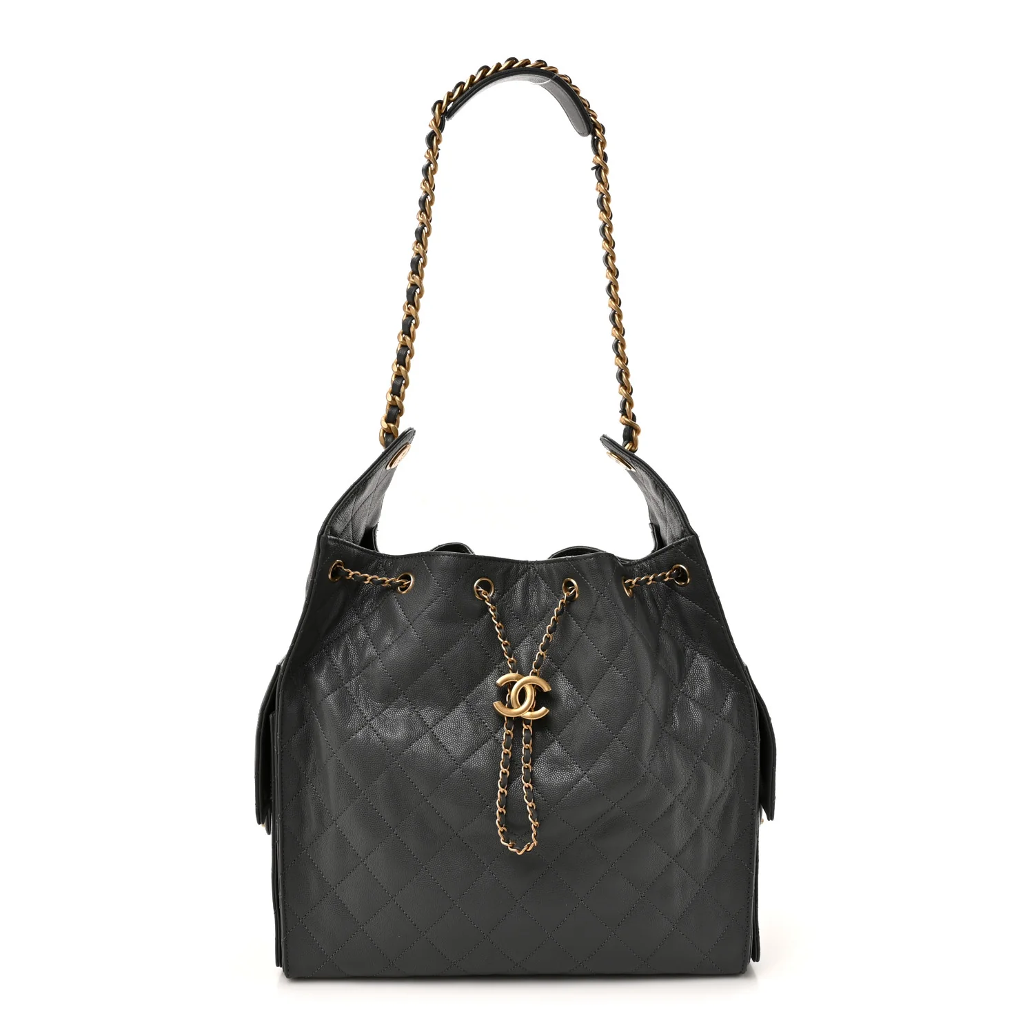 Caviar Quilted Medium Chanel 25 Handbag Dark Gray