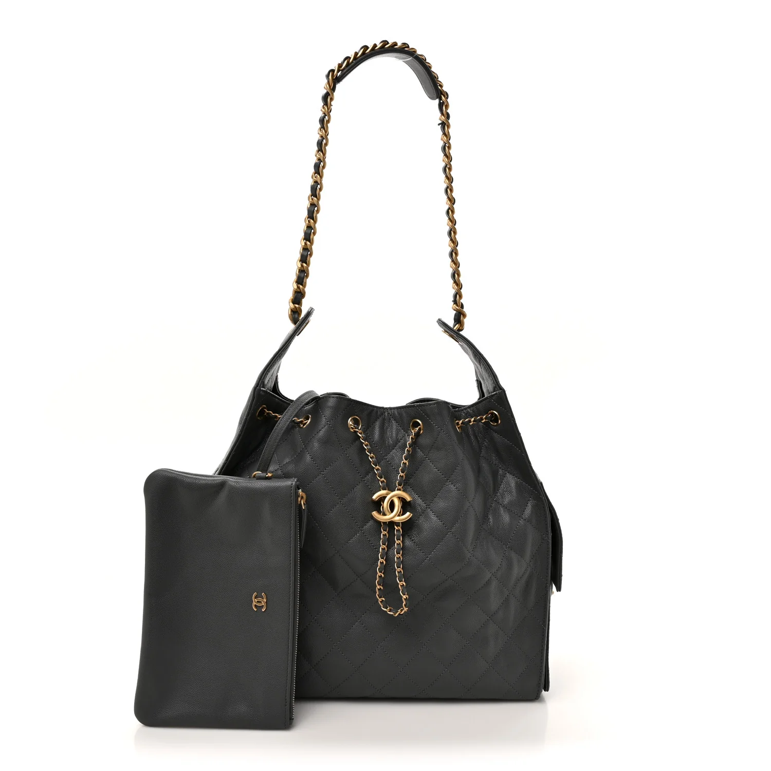 Caviar Quilted Medium Chanel 25 Handbag Dark Gray - Image 3