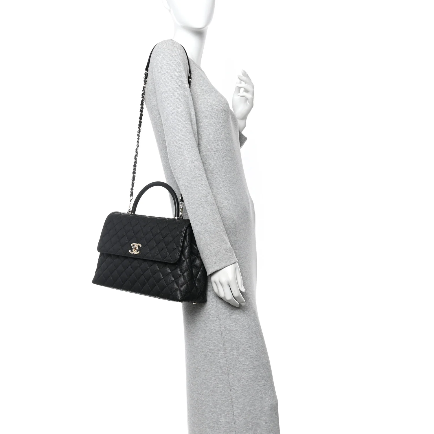 Caviar Quilted Medium Coco Handle Flap Black - Image 2