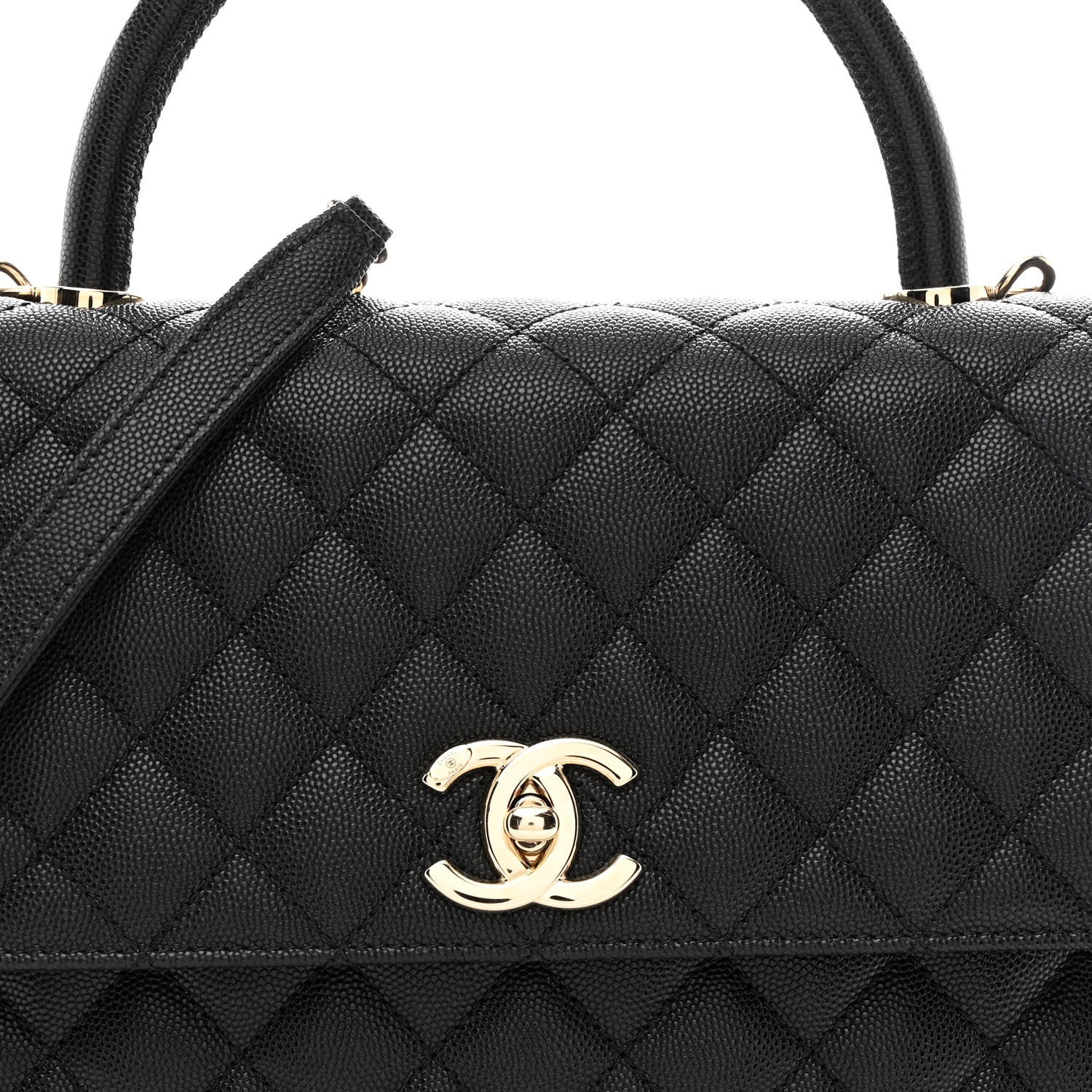 Caviar Quilted Medium Coco Handle Flap Black - Image 9